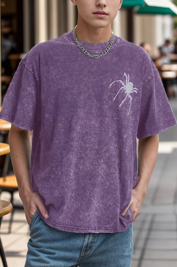 EMMIOL Mens Y2k Baggy Shirts Graphic Tees Oversized Crew Neck Short Sleeve Streetwear Tshirts Summer Tops 2025