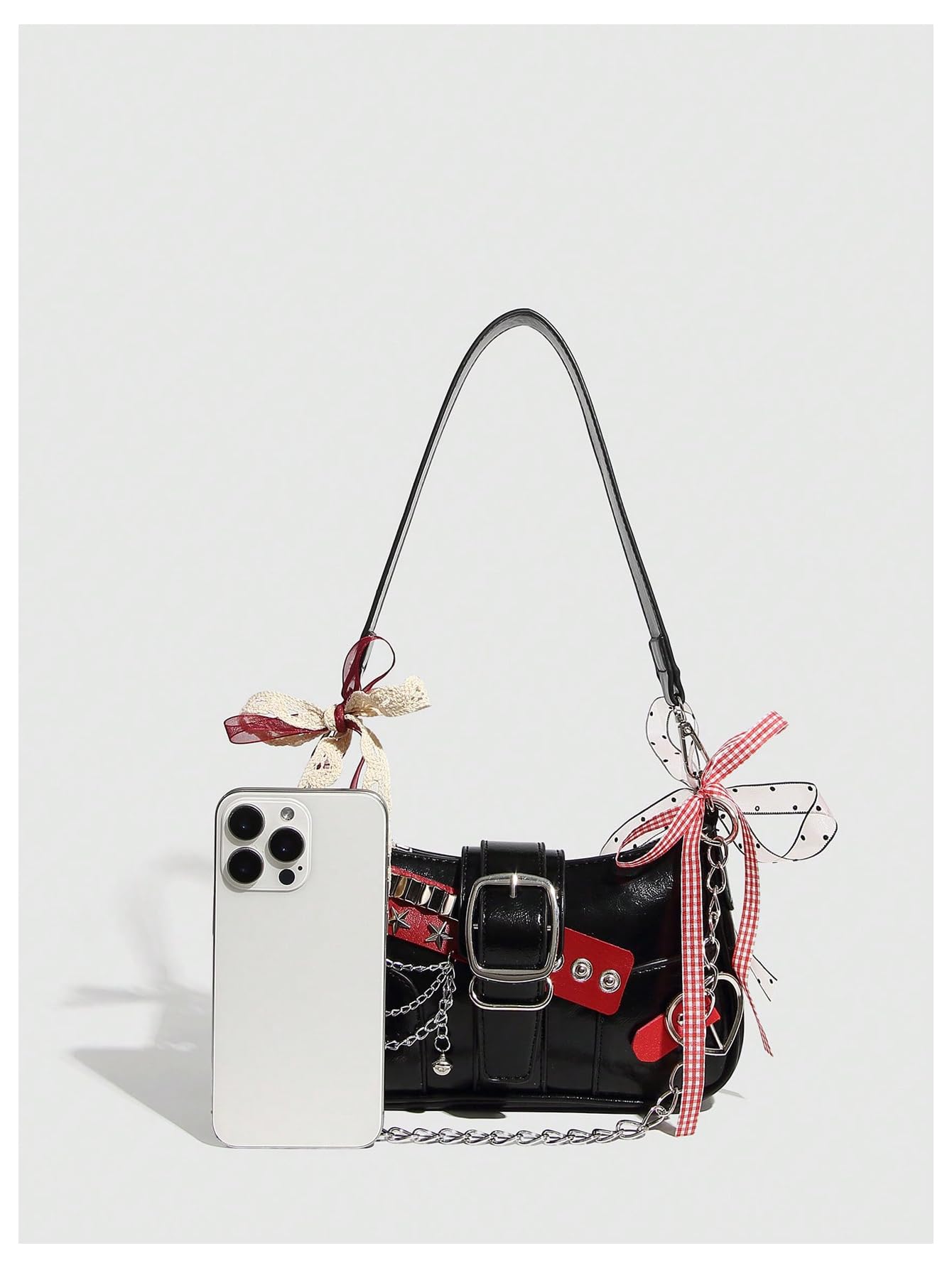 Verdusa Women's Y2k Star Embroidery Shoulder Bag Mini Chain Hobo Handbag Purses
