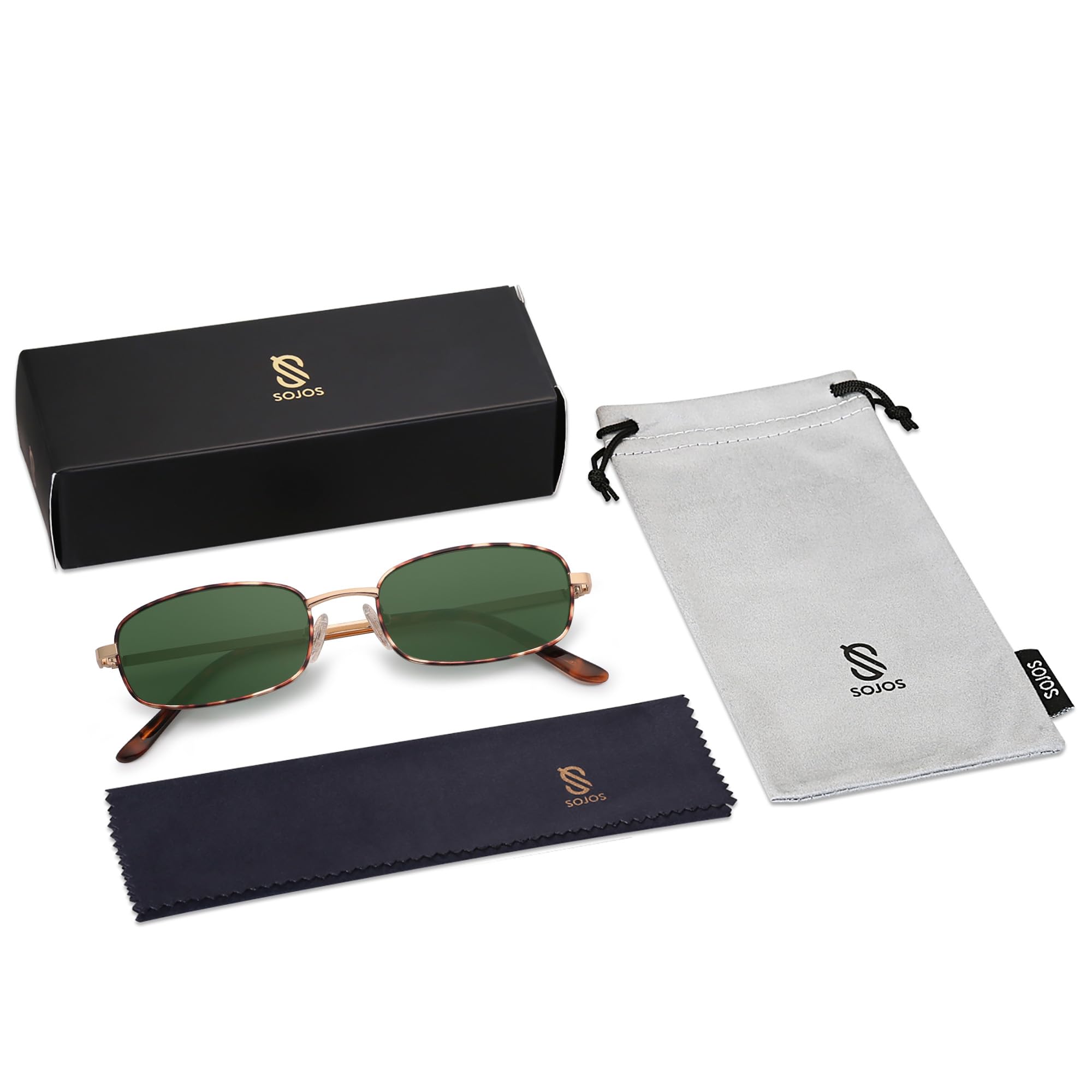 SOJOS Small Trendy Rectangle Sunglasses Womens Mens, Retro 80s 90s Y2k Chic Narrow Thin Skinny Sunnies SJ1187
