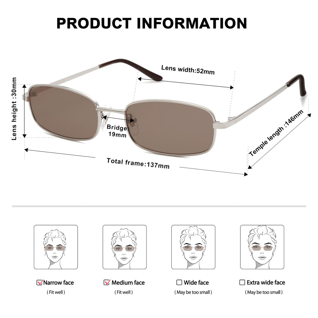 SOJOS Small Trendy Rectangle Sunglasses Womens Mens, Retro 80s 90s Y2k Chic Narrow Thin Skinny Sunnies SJ1187