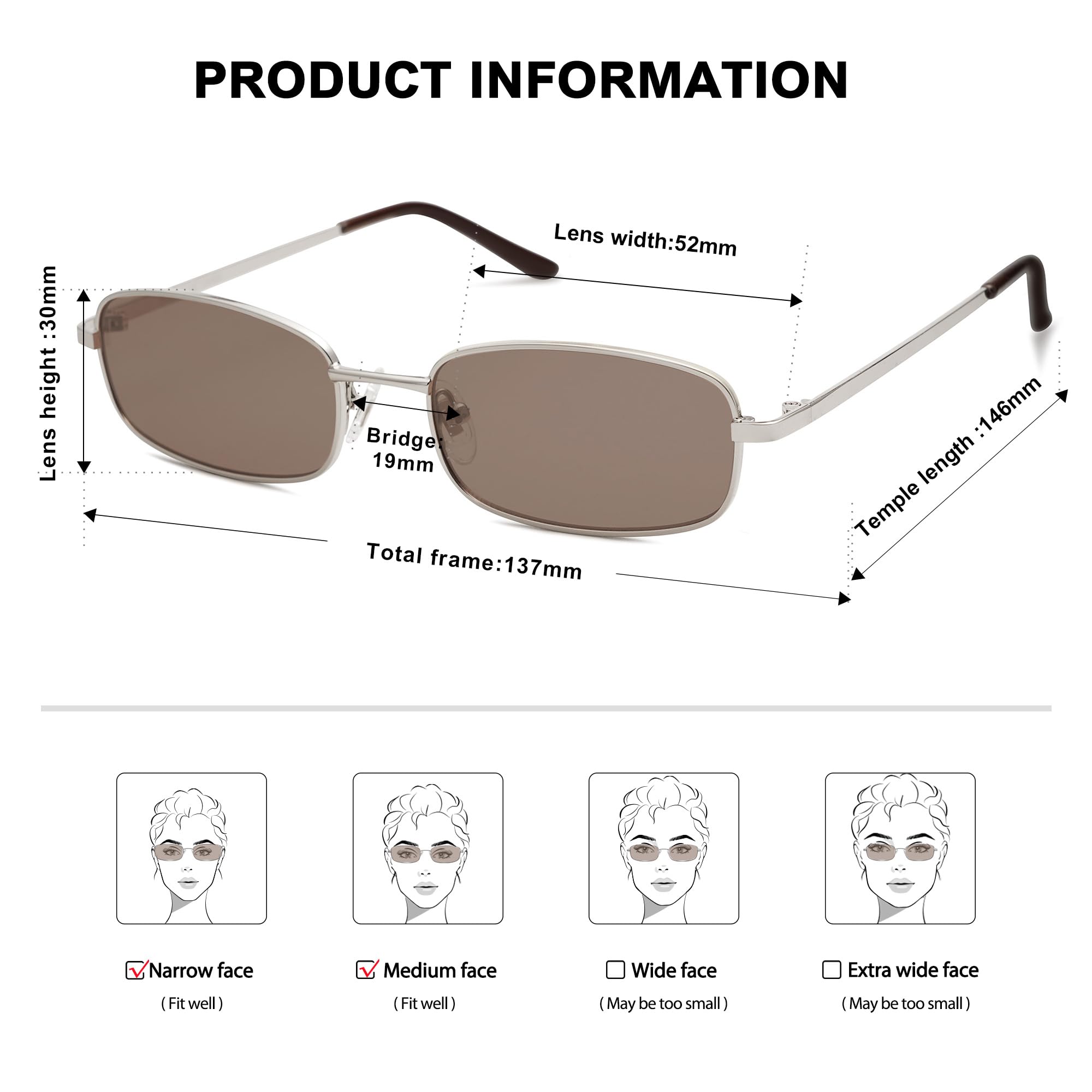SOJOS Small Trendy Rectangle Sunglasses Womens Mens, Retro 80s 90s Y2k Chic Narrow Thin Skinny Sunnies SJ1187