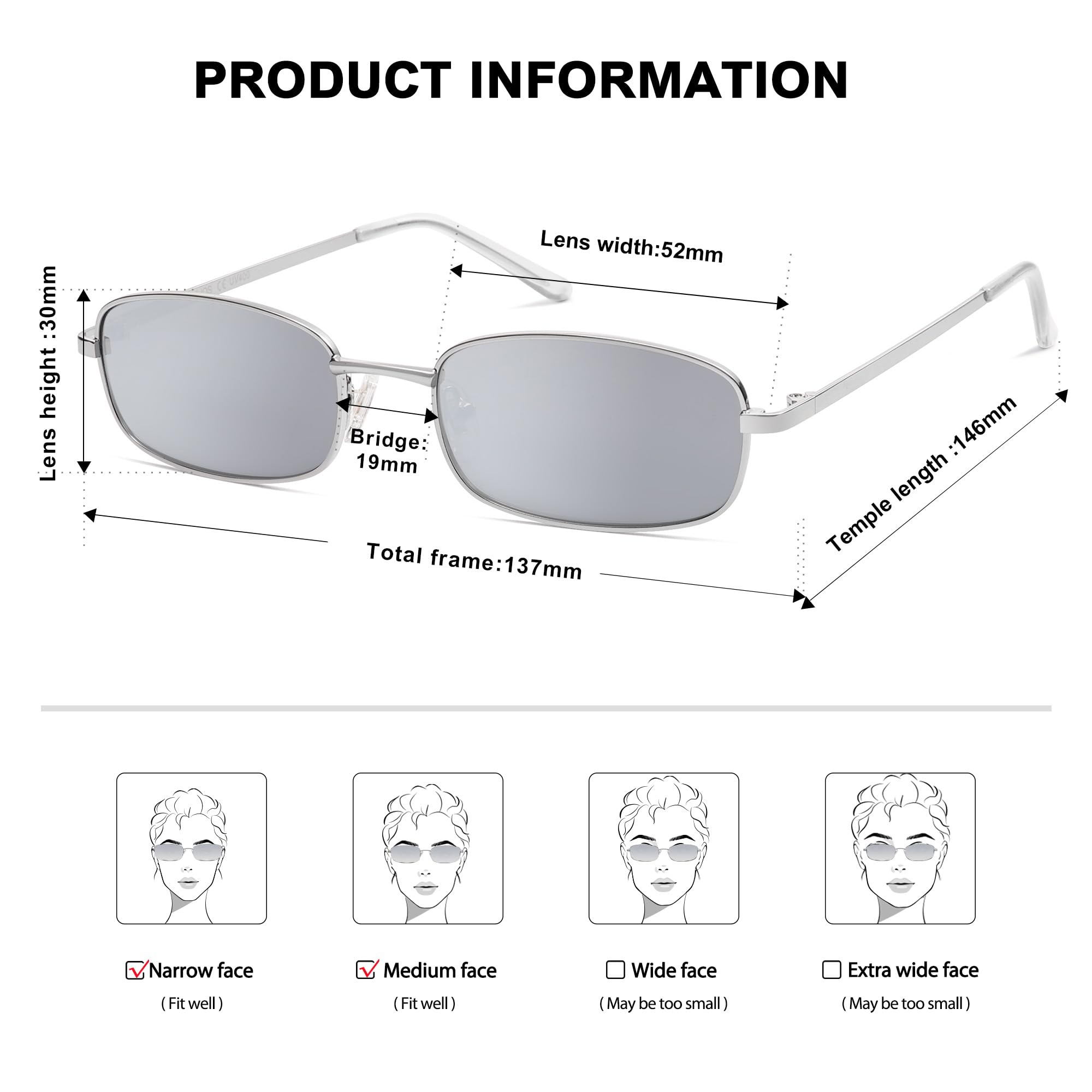 SOJOS Small Trendy Rectangle Sunglasses Womens Mens, Retro 80s 90s Y2k Chic Narrow Thin Skinny Sunnies SJ1187
