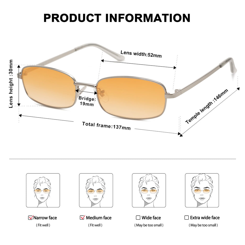 SOJOS Small Trendy Rectangle Sunglasses Womens Mens, Retro 80s 90s Y2k Chic Narrow Thin Skinny Sunnies SJ1187