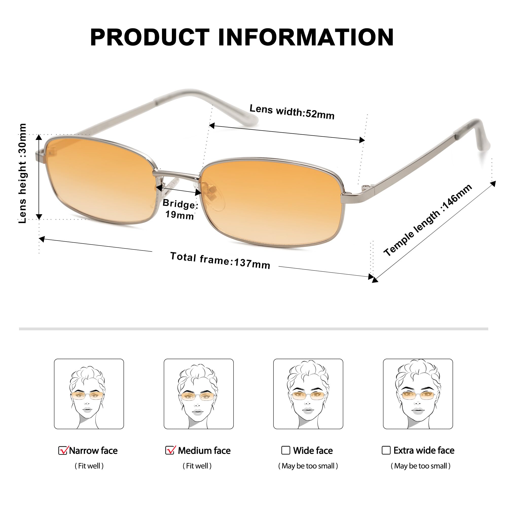 SOJOS Small Trendy Rectangle Sunglasses Womens Mens, Retro 80s 90s Y2k Chic Narrow Thin Skinny Sunnies SJ1187