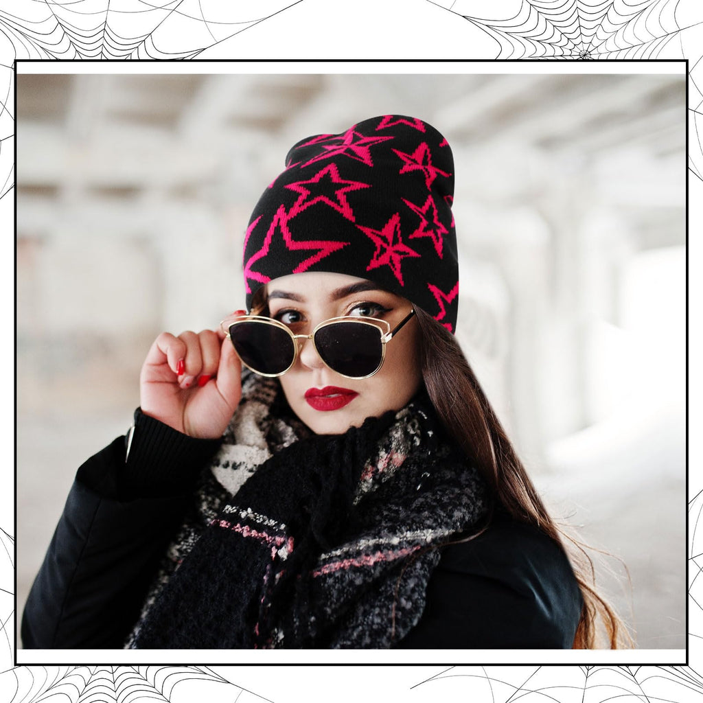 Ramede 4 Pcs Y2k Beanie - Double Sided Graphic Beanies for Men and Women, Acrylic Knitted Y2k Hats Accessories