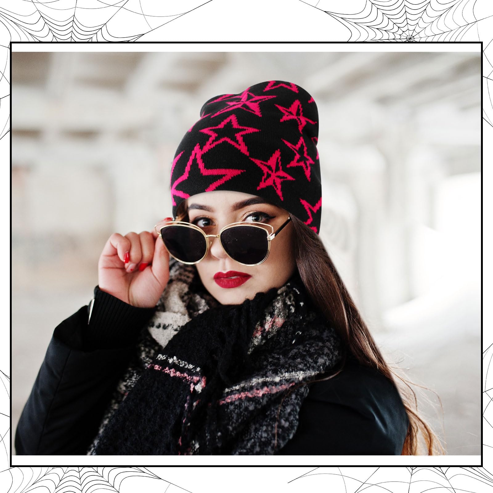 Ramede 4 Pcs Y2k Beanie - Double Sided Graphic Beanies for Men and Women, Acrylic Knitted Y2k Hats Accessories