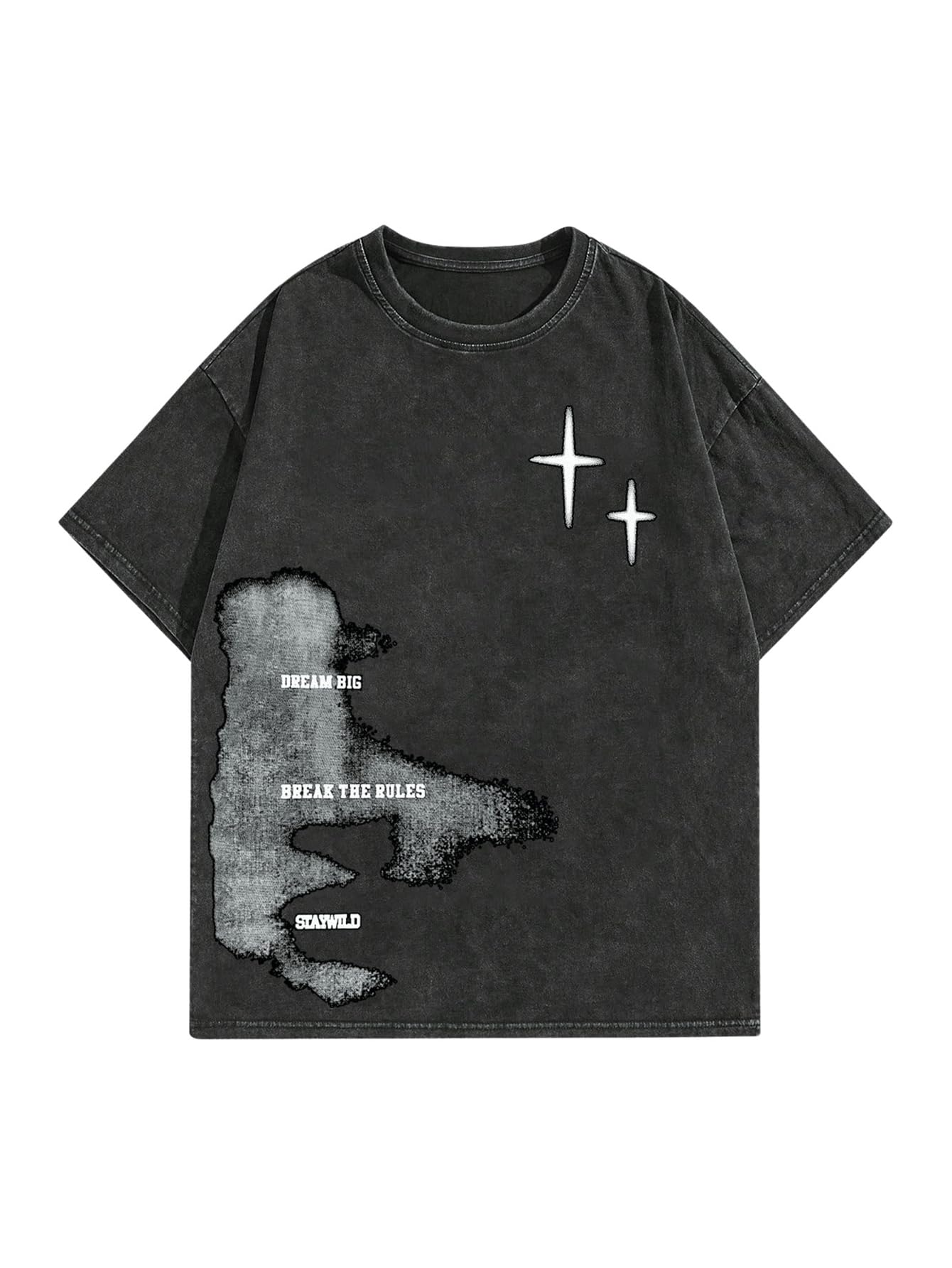 Verdusa Men's Letter Graphic Drop Shoulder T Shirts Casual Round Neck Tee Top