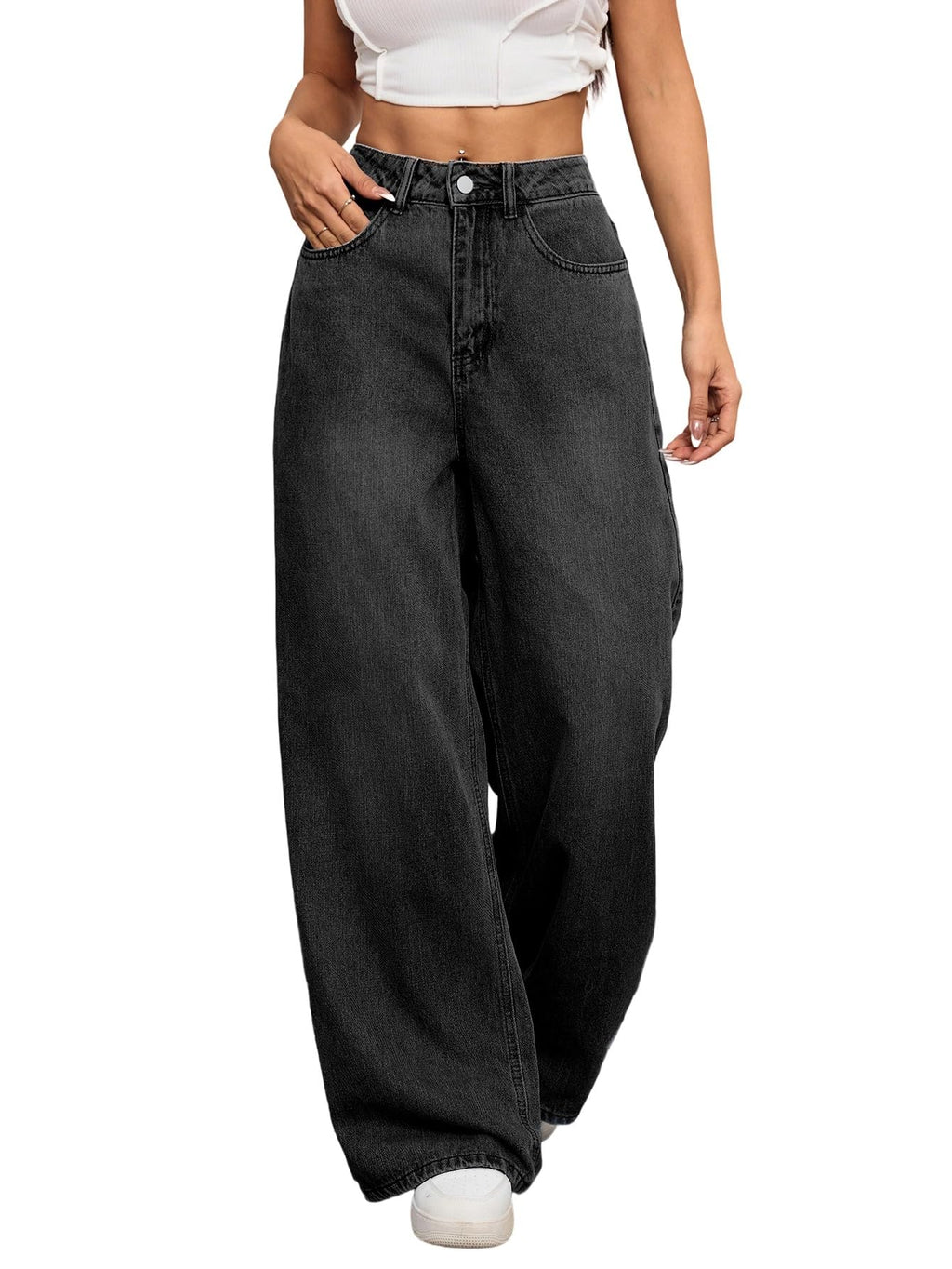 Womens Baggy Jeans Wide Leg Denim Pants Y2k 90s Vintage Hip Hop Loose Long Trousers Streetwear