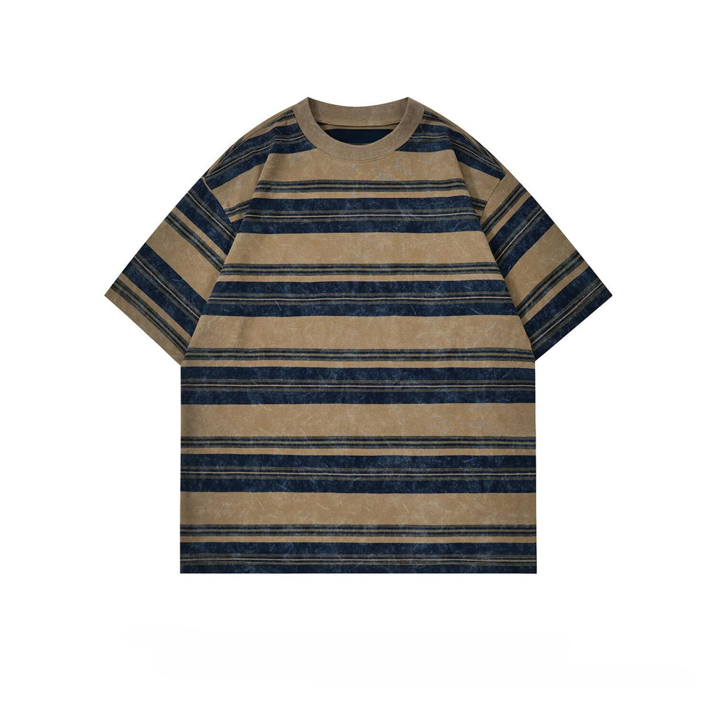 Men's Y2K Striped Baggy T-Shirt Alt Emo Summer Crewneck Short Sleeve Streetwear Top Harajuku Grunge Aesthetic Tees