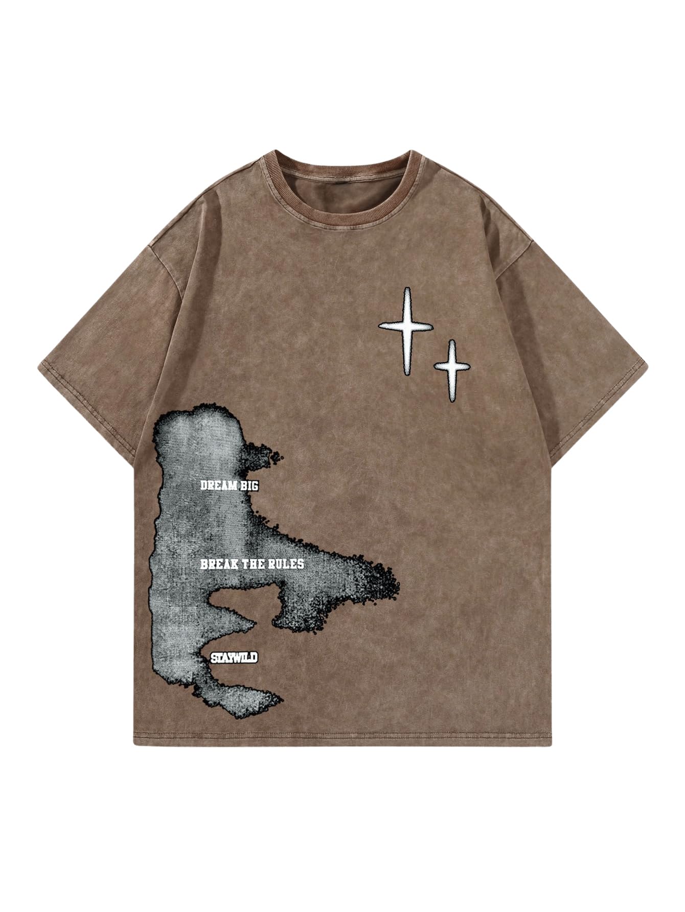 Verdusa Men's Letter Graphic Drop Shoulder T Shirts Casual Round Neck Tee Top
