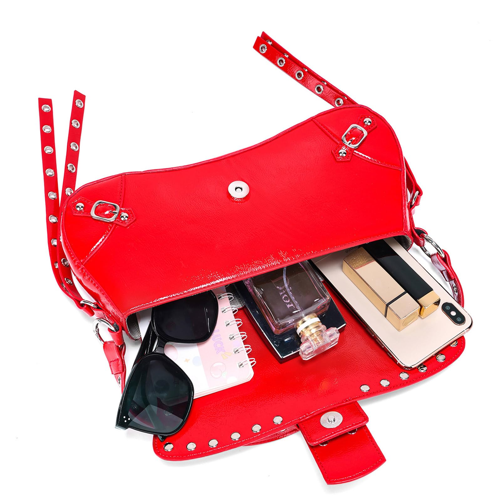 Y2k Purses for Women, Small Hobo Shoulder Bags Handbag Goth Punk Clutch Purse Trendy Underarm Bag