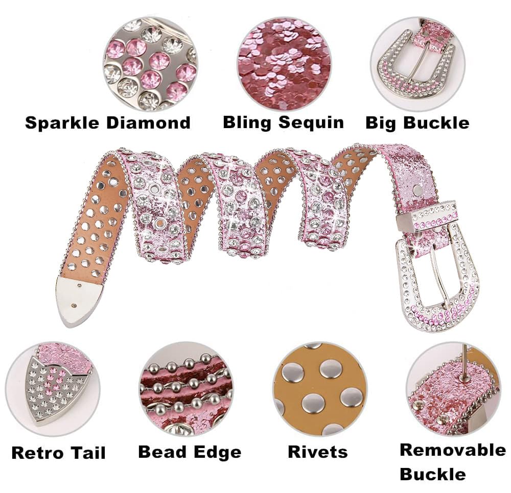 Studded Rhinestone Belts For Men Women Luxury BB Belt Y2K Bling Design Leather Shiny Diamond Christmas Gifts Belt