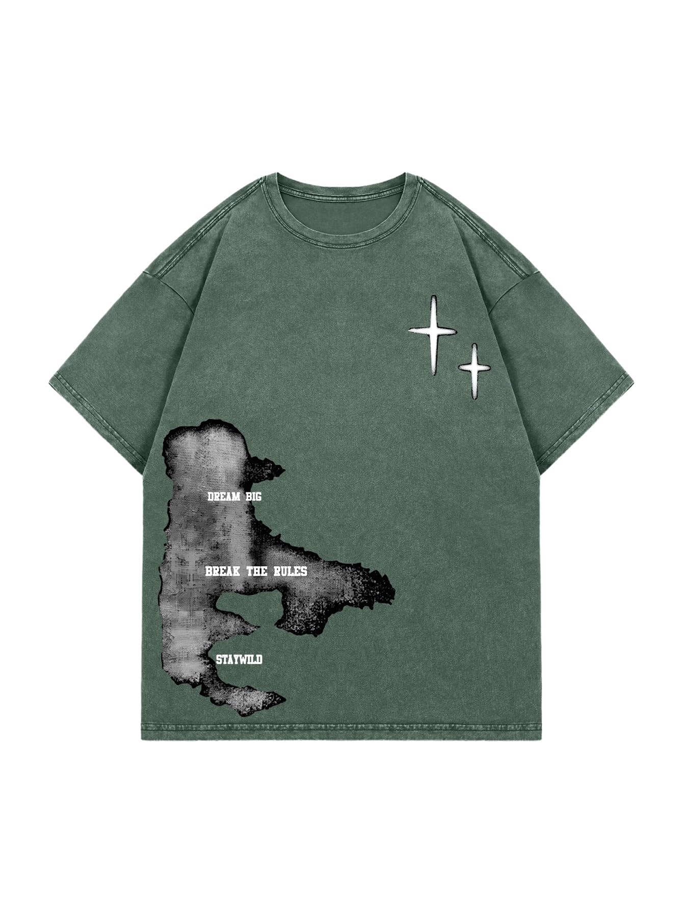 Verdusa Men's Letter Graphic Drop Shoulder T Shirts Casual Round Neck Tee Top