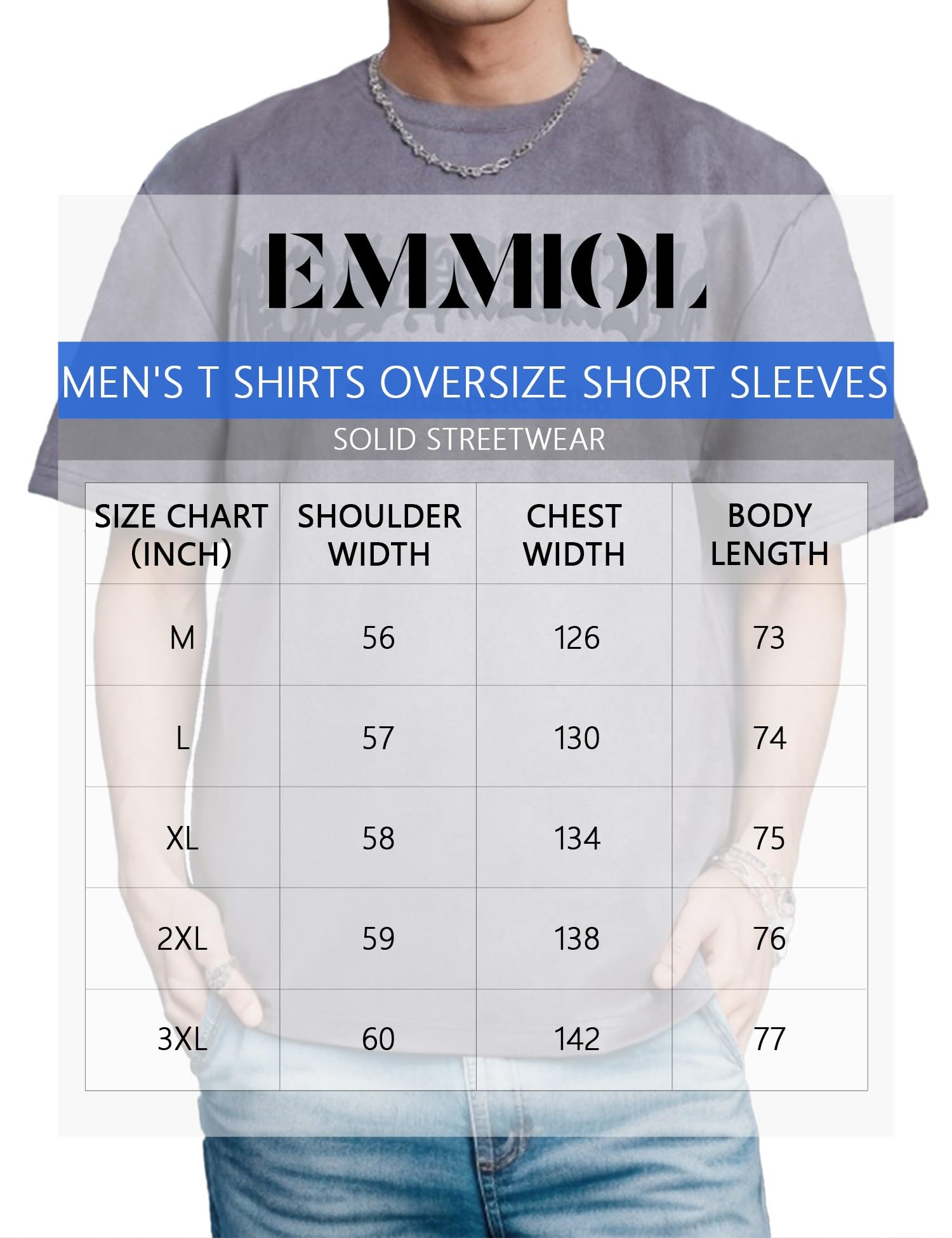 EMMIOL Mens Y2k Baggy Shirts Graphic Tees Oversized Crew Neck Short Sleeve Streetwear Tshirts Summer Tops 2025