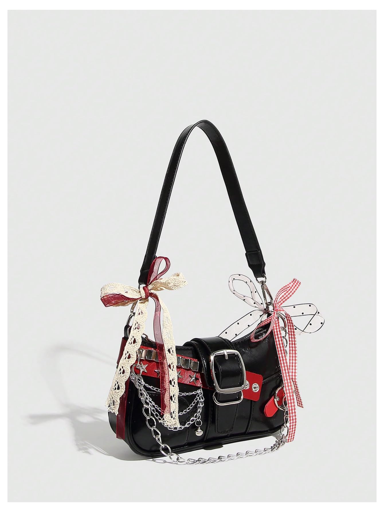 Verdusa Women's Y2k Star Embroidery Shoulder Bag Mini Chain Hobo Handbag Purses