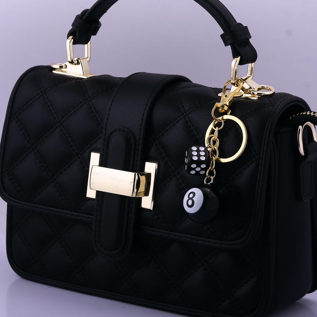 8 Ball Dice Charm Keychain - Cute Bag Purse Handbag Accessories - Y2K Aesthetic Key Chain for Women Men