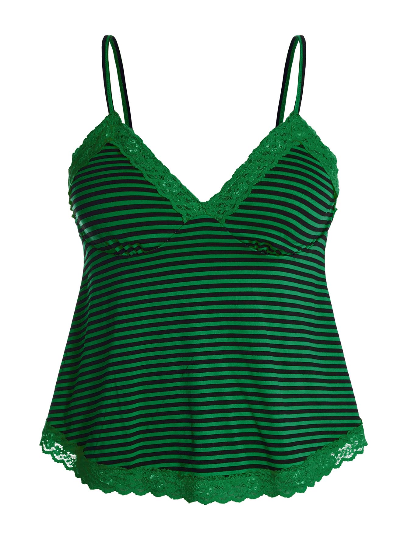 SOLY HUX Womens Y2K Lace Cami Sleeveless Striped Spaghetti Strap Camisole Gothic Babydoll Tops