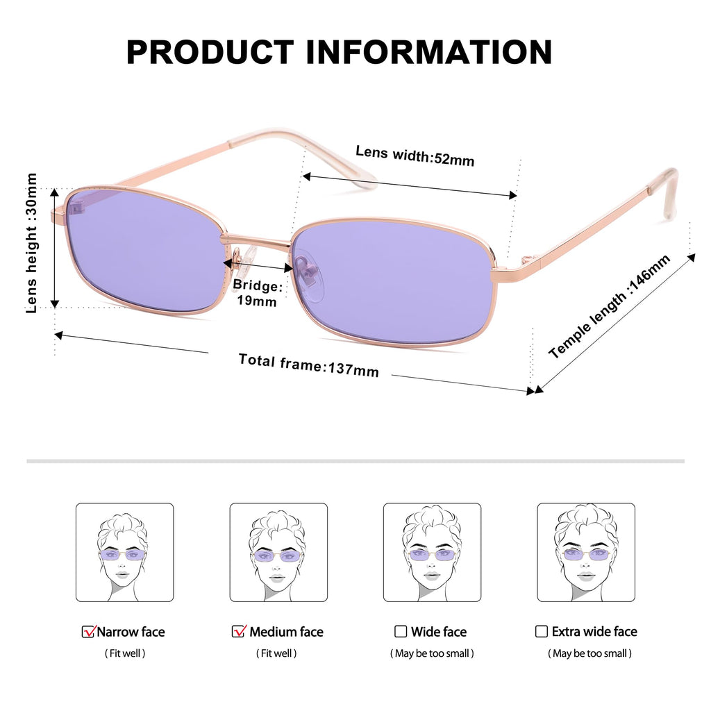 SOJOS Small Trendy Rectangle Sunglasses Womens Mens, Retro 80s 90s Y2k Chic Narrow Thin Skinny Sunnies SJ1187