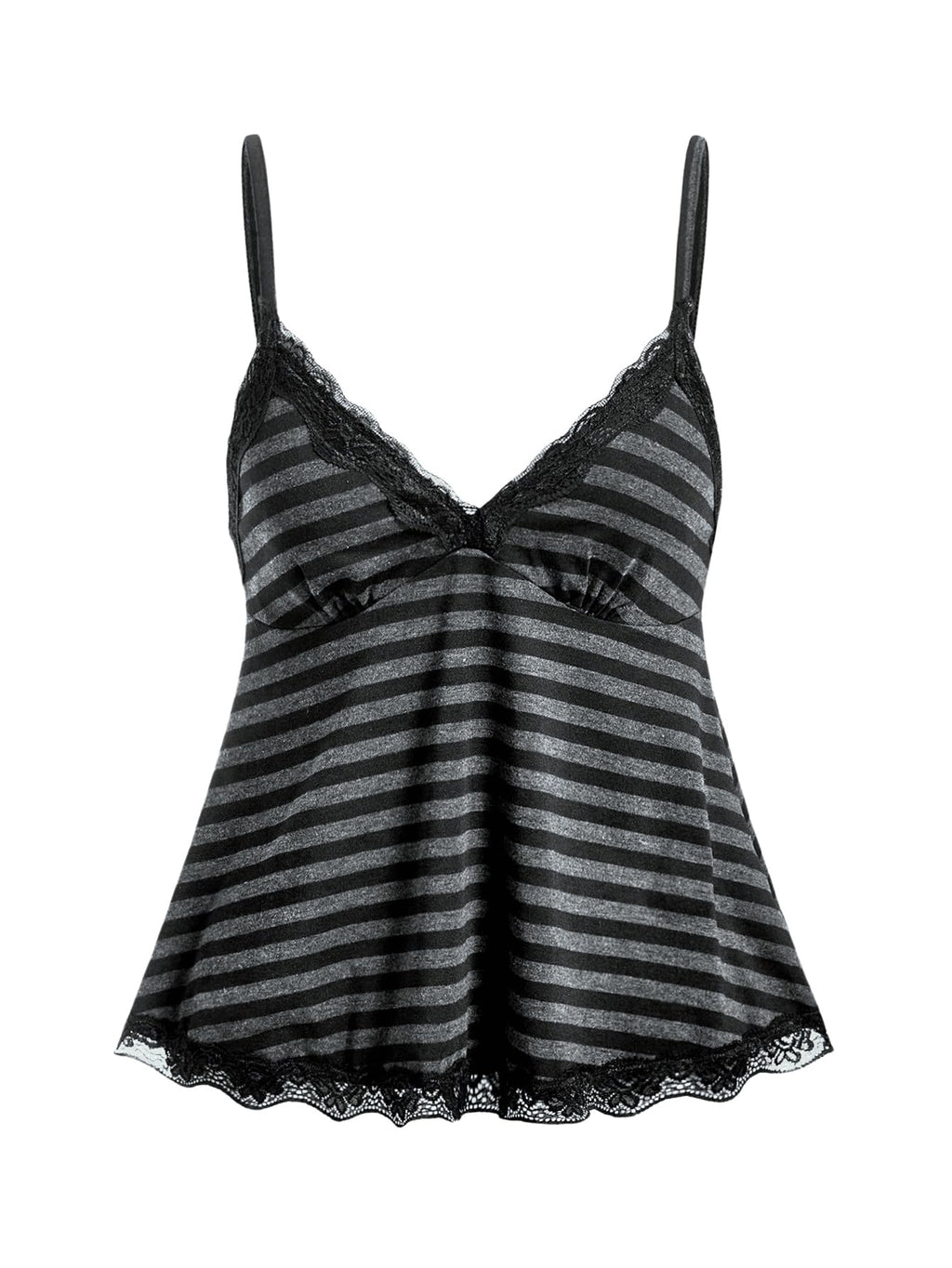 SOLY HUX Womens Y2K Lace Cami Sleeveless Striped Spaghetti Strap Camisole Gothic Babydoll Tops