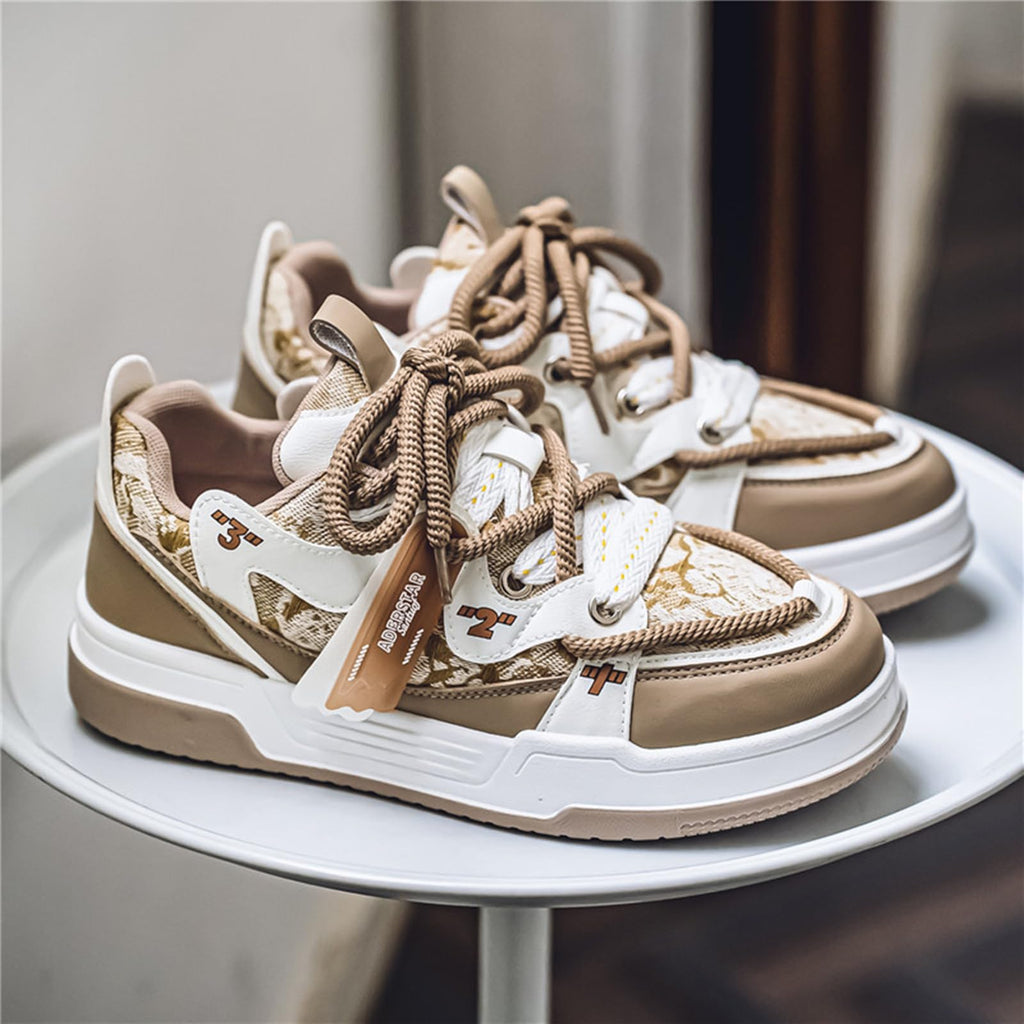 Men's Retro Color Block Fashion Sneakers Walking Casual Shoes Chunky Platform Sneakers