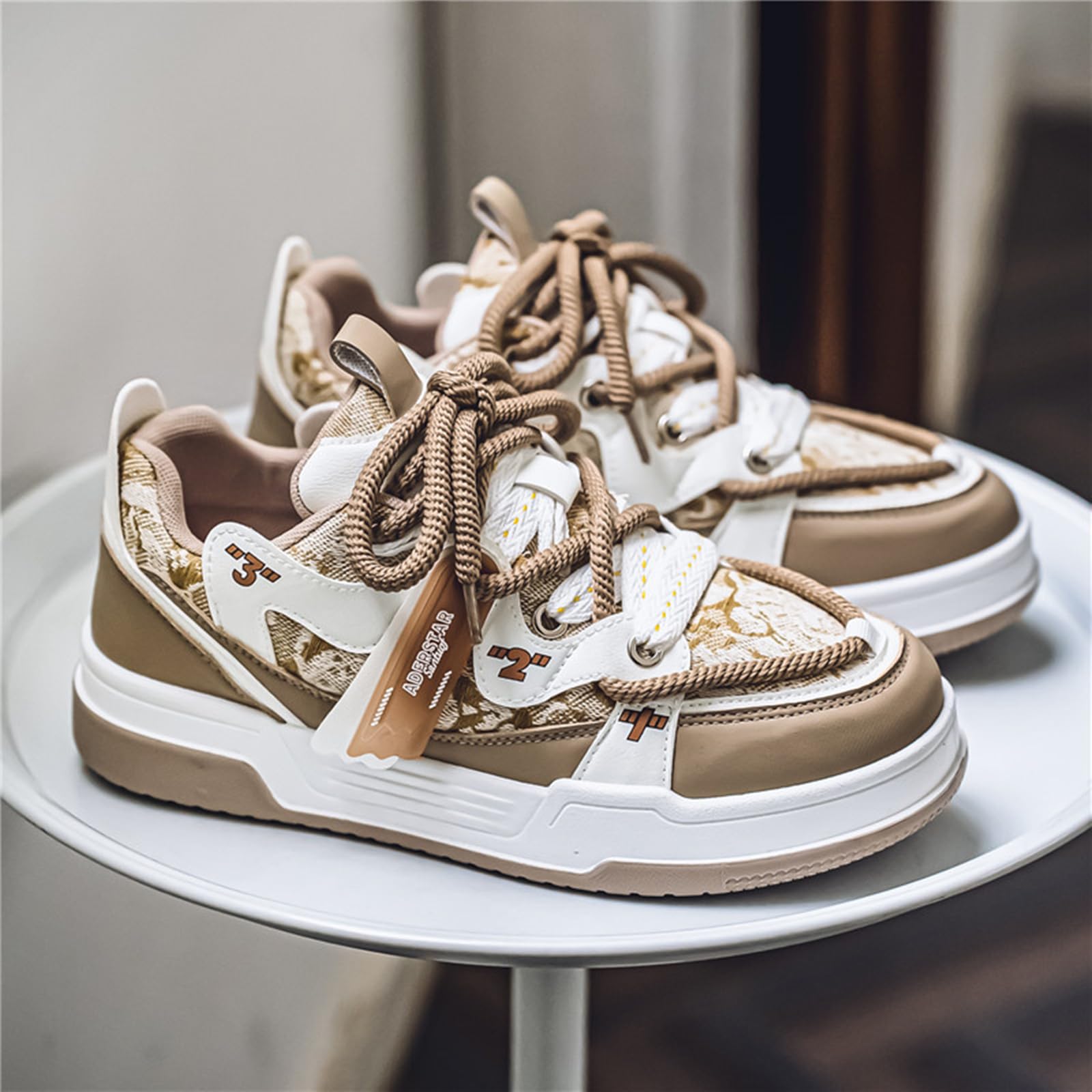 Men's Retro Color Block Fashion Sneakers Walking Casual Shoes Chunky Platform Sneakers