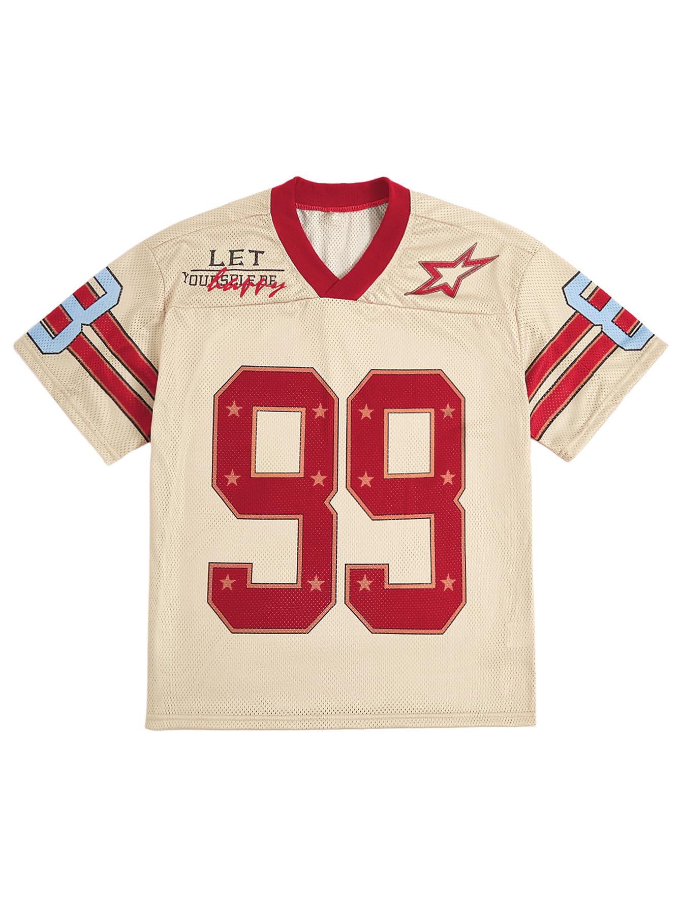 SOLY HUX Mens Jersey Y2k Baggy Shirts Graphic Tees Oversized V Neck Tshirts Summer Tops