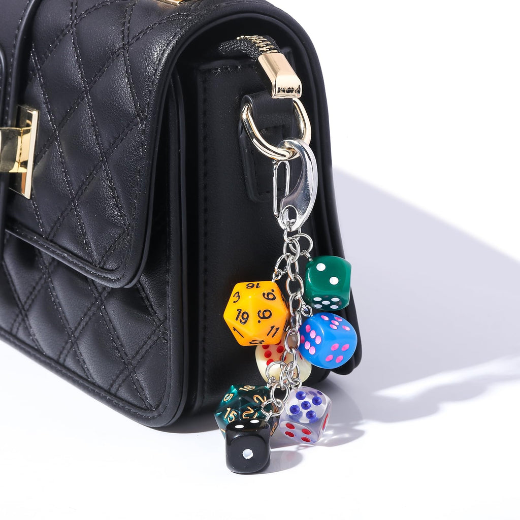 8 Ball Dice Charm Keychain - Cute Bag Purse Handbag Accessories - Y2K Aesthetic Key Chain for Women Men