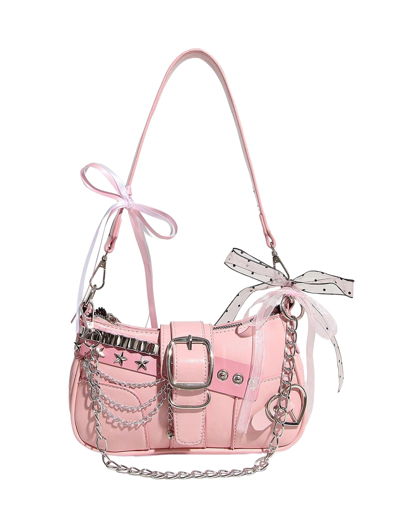 Verdusa Women's Y2k Star Embroidery Shoulder Bag Mini Chain Hobo Handbag Purses