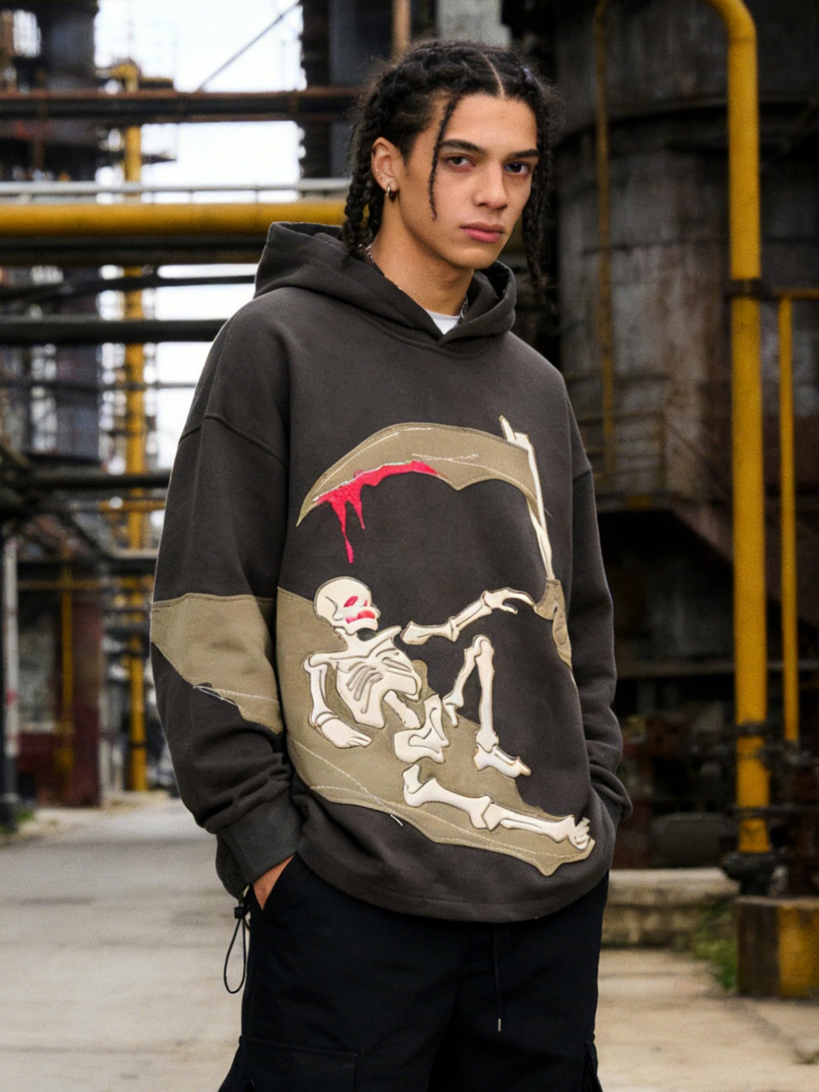 YEOU Men's Fashion Pullover Hoodie Sweatshirt Fleece Y2K Harajuku Hip Hop Streetwear Casual Sweatshirt Hooded
