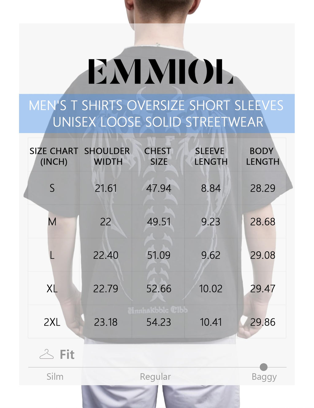 EMMIOL Mens Y2k Baggy Shirts Graphic Tees Oversized Crew Neck Short Sleeve Streetwear Tshirts Summer Tops 2025