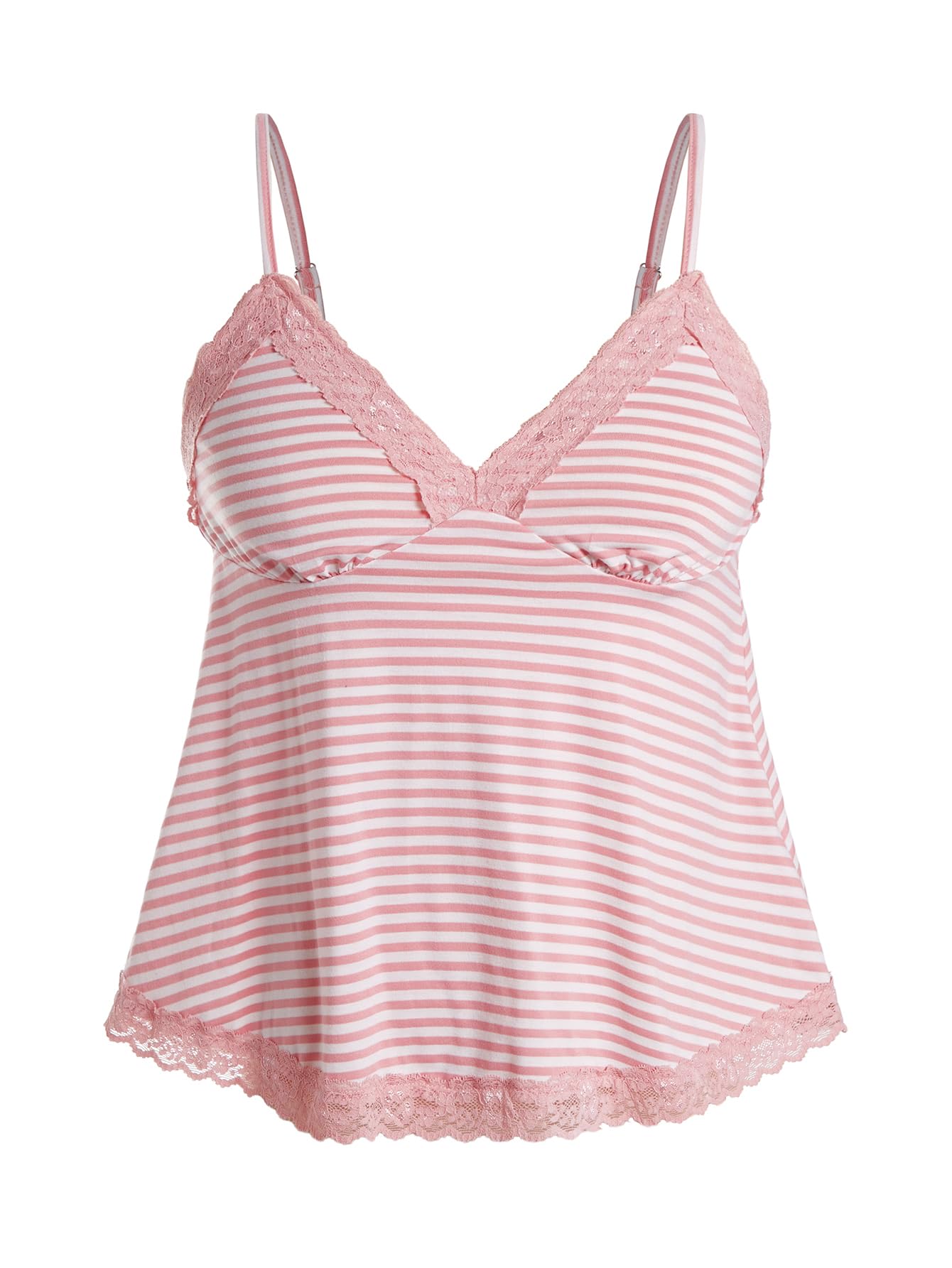 SOLY HUX Womens Y2K Lace Cami Sleeveless Striped Spaghetti Strap Camisole Gothic Babydoll Tops