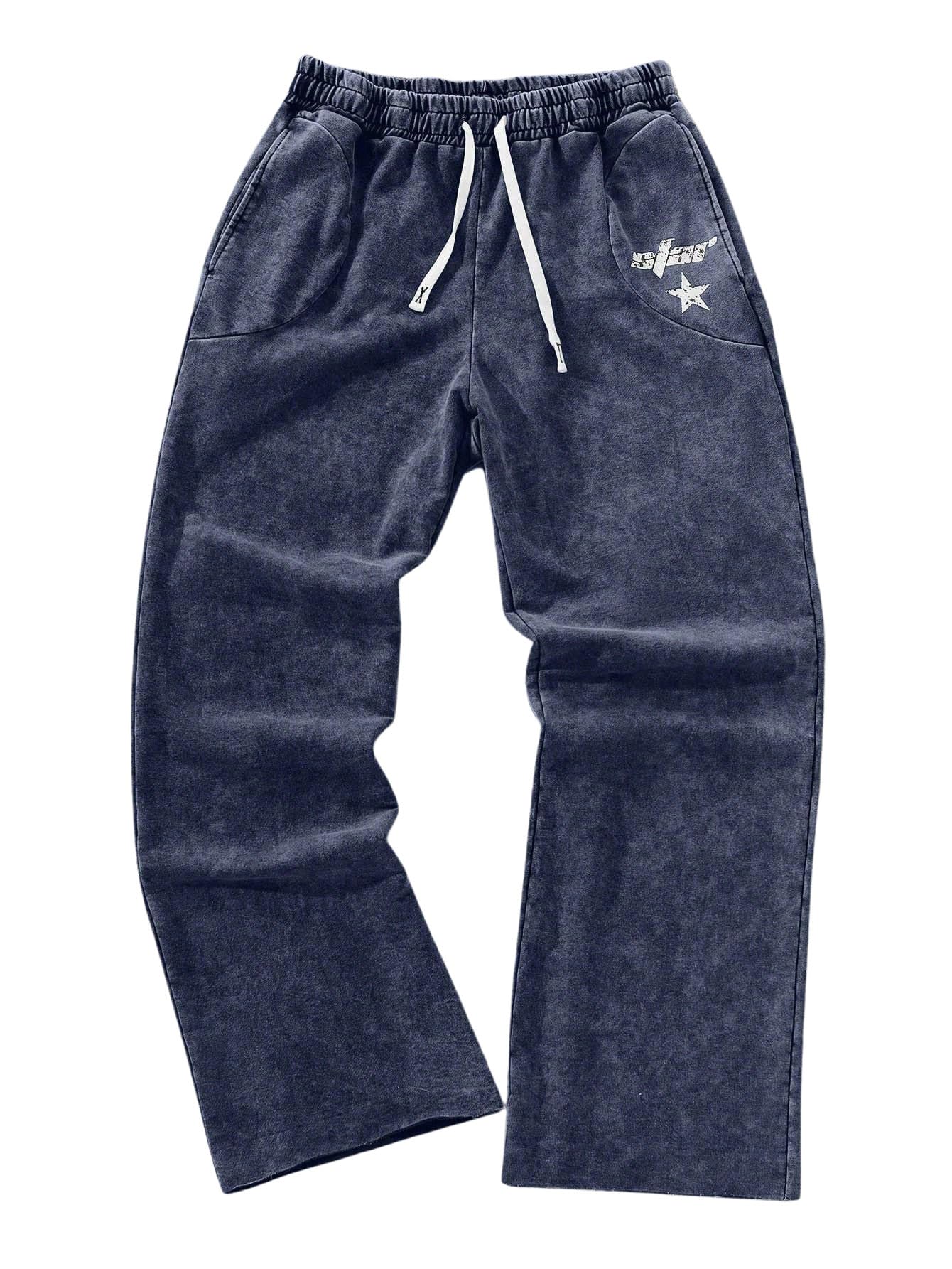 SOLY HUX Men's Y2k Baggy Sweatpants Straight Leg Drawstring Elastic Waist Hip Hop Casual Pants Streetwear