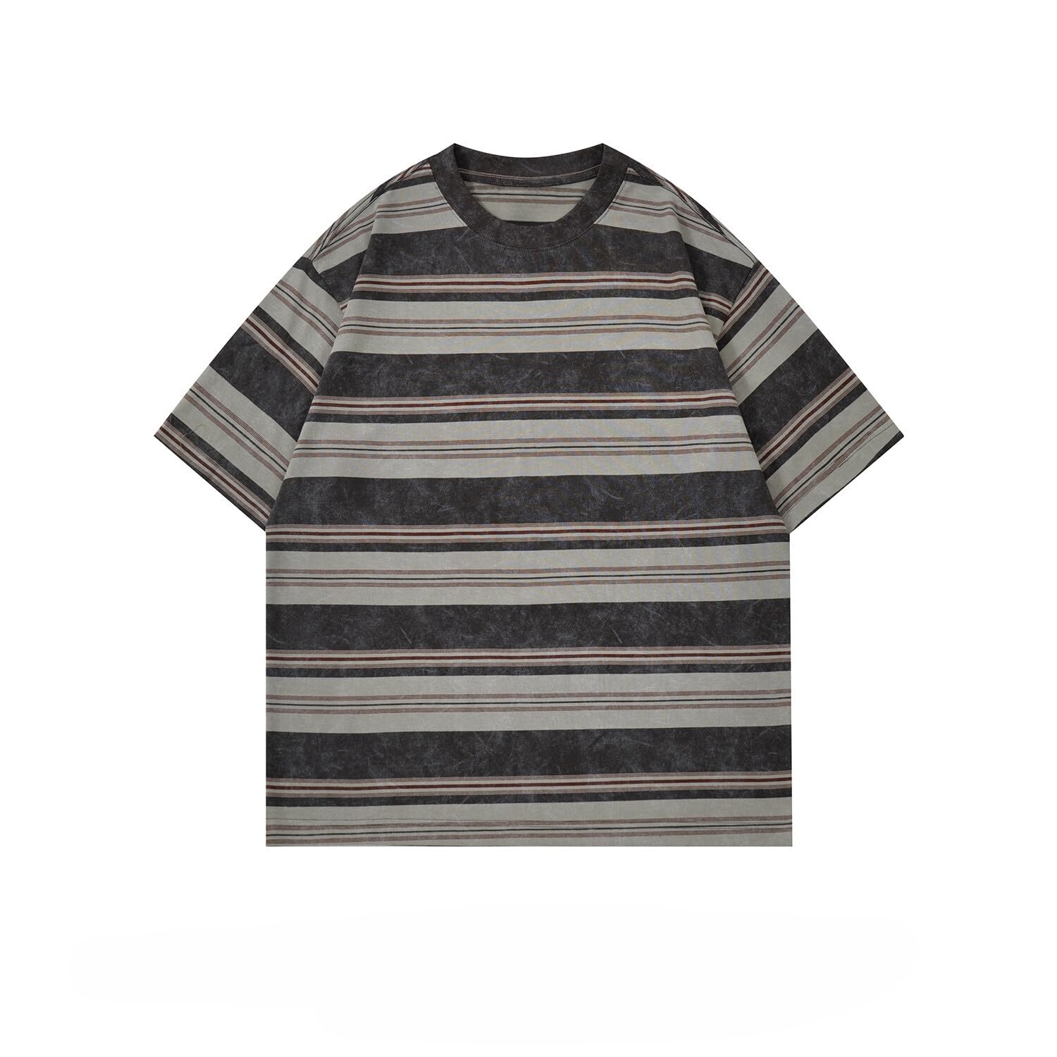 Men's Y2K Striped Baggy T-Shirt Alt Emo Summer Crewneck Short Sleeve Streetwear Top Harajuku Grunge Aesthetic Tees