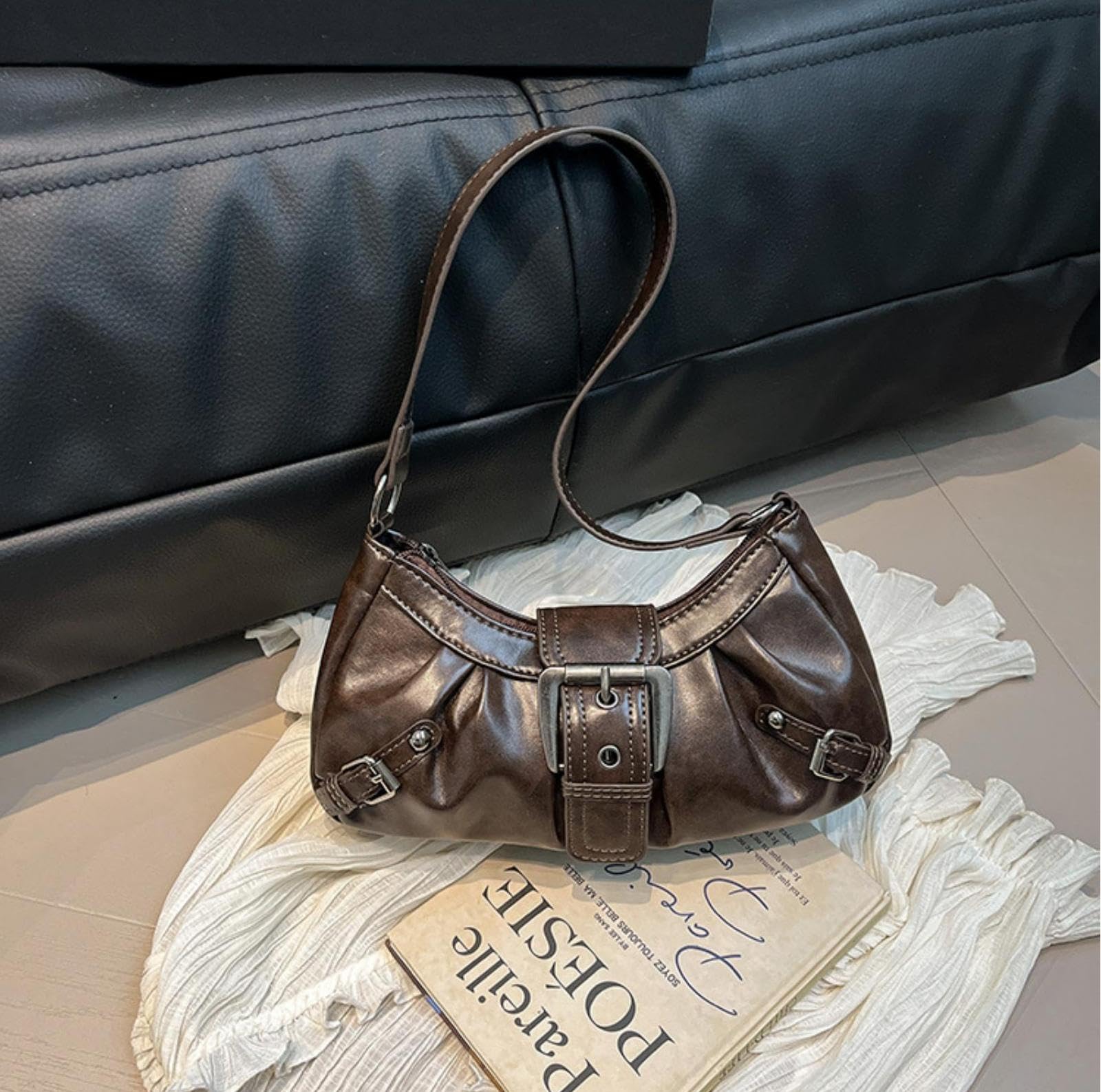 Y2k Purses for Women, Small Hobo Shoulder Bags Handbag Goth Punk Clutch Purse Trendy Underarm Bag