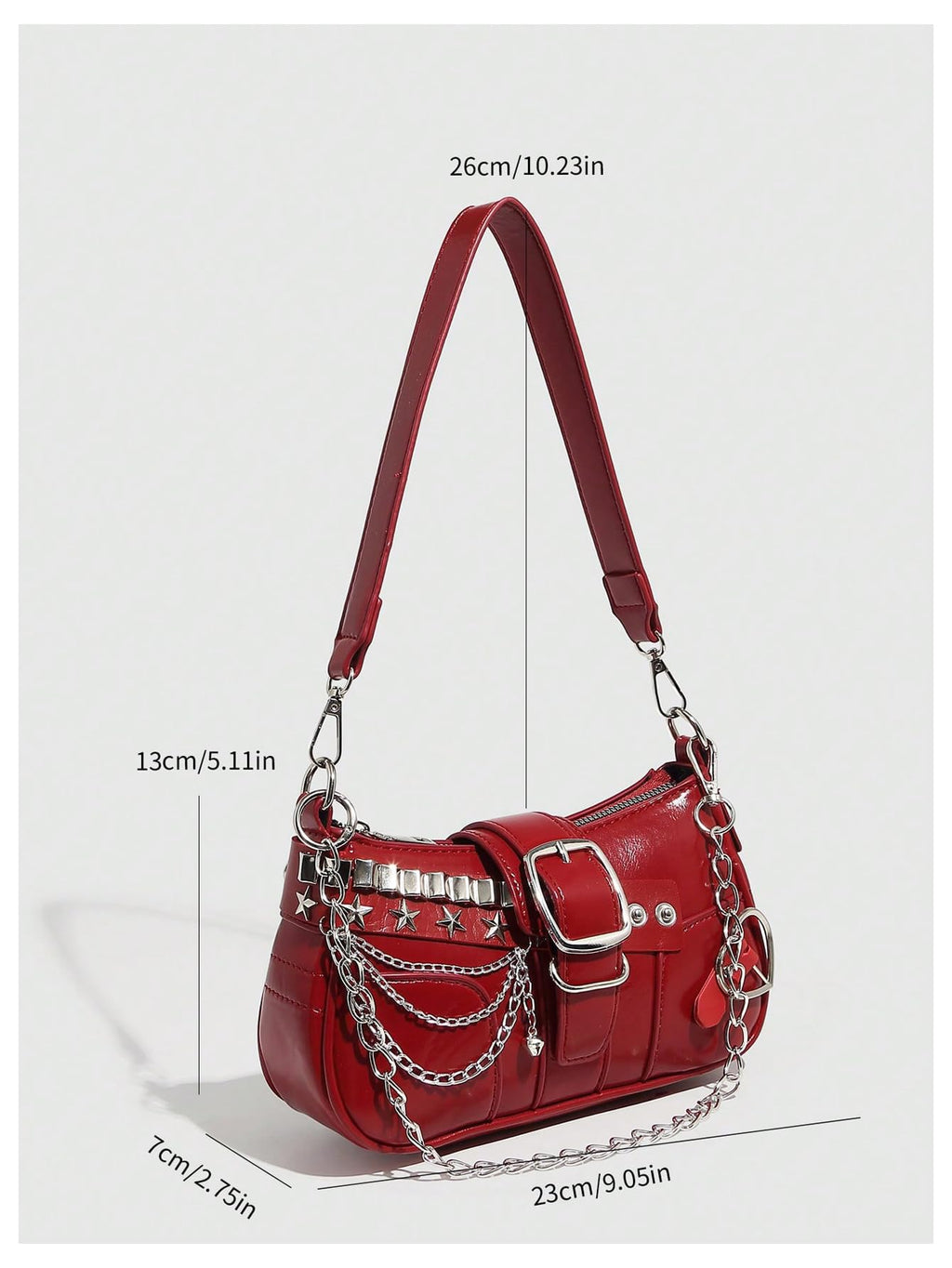 Verdusa Women's Y2k Star Embroidery Shoulder Bag Mini Chain Hobo Handbag Purses