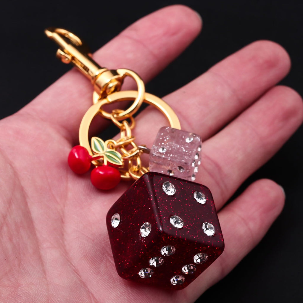 8 Ball Dice Charm Keychain - Cute Bag Purse Handbag Accessories - Y2K Aesthetic Key Chain for Women Men