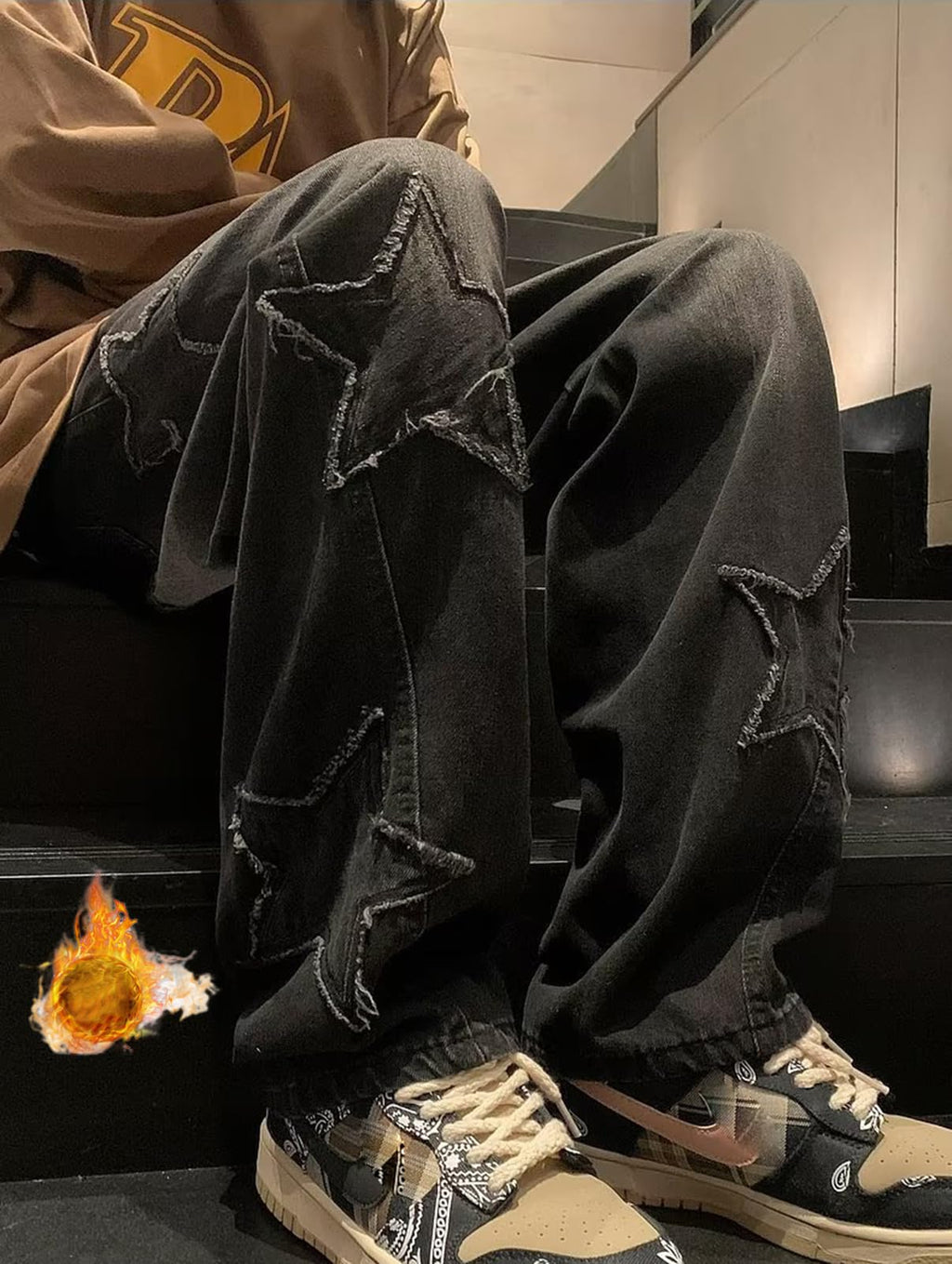 Mens Y2k Star Jeans High Waisted Hip Hop Streetwear Jeans Loose Baggy Embroidery Aesthetic Harajuku Denim Pants