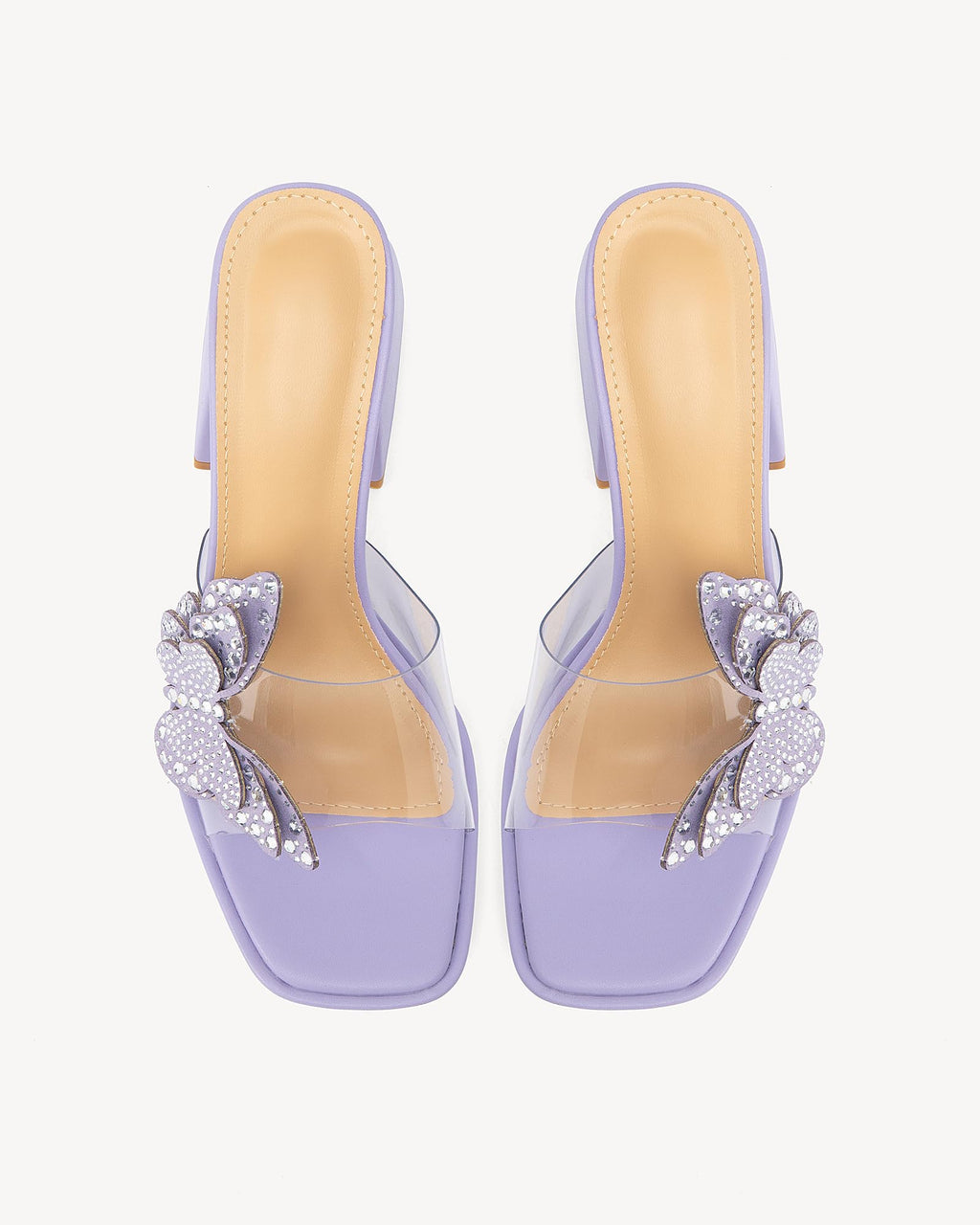 NEWBELLA Butterfly Rhinestone Platform Heels - Transparent Chunky High Heels Sandals for Women, Perfect for Prom and Dressy Occasions-Y2K Fairy Style