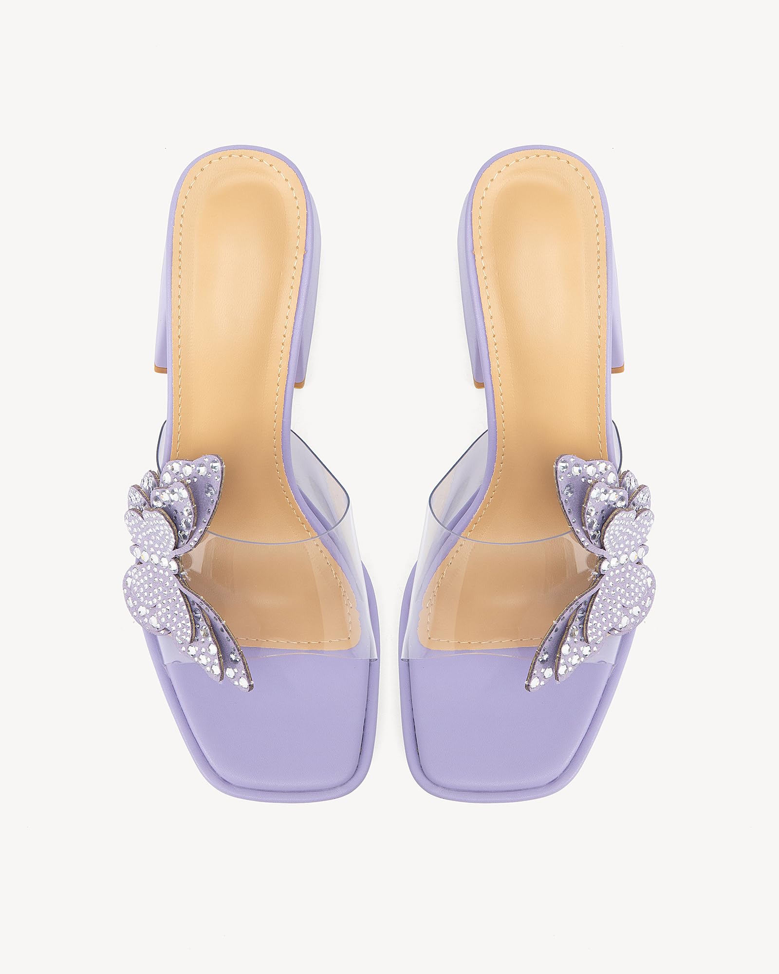 NEWBELLA Butterfly Rhinestone Platform Heels - Transparent Chunky High Heels Sandals for Women, Perfect for Prom and Dressy Occasions-Y2K Fairy Style