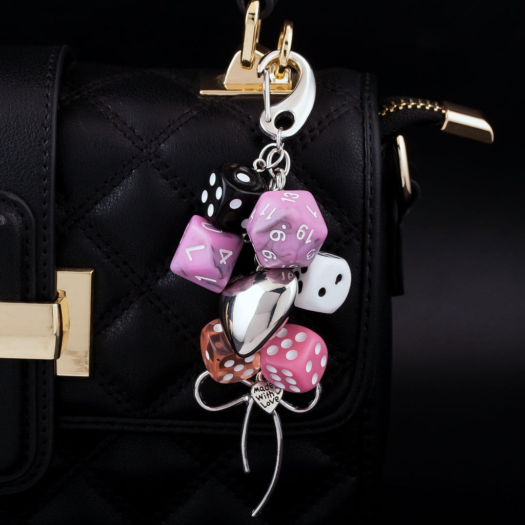 8 Ball Dice Charm Keychain - Cute Bag Purse Handbag Accessories - Y2K Aesthetic Key Chain for Women Men