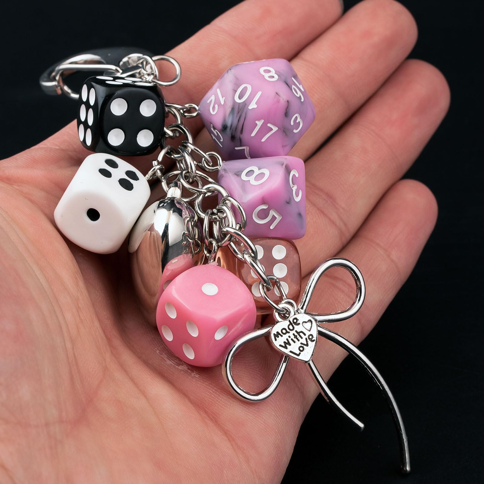 8 Ball Dice Charm Keychain - Cute Bag Purse Handbag Accessories - Y2K Aesthetic Key Chain for Women Men