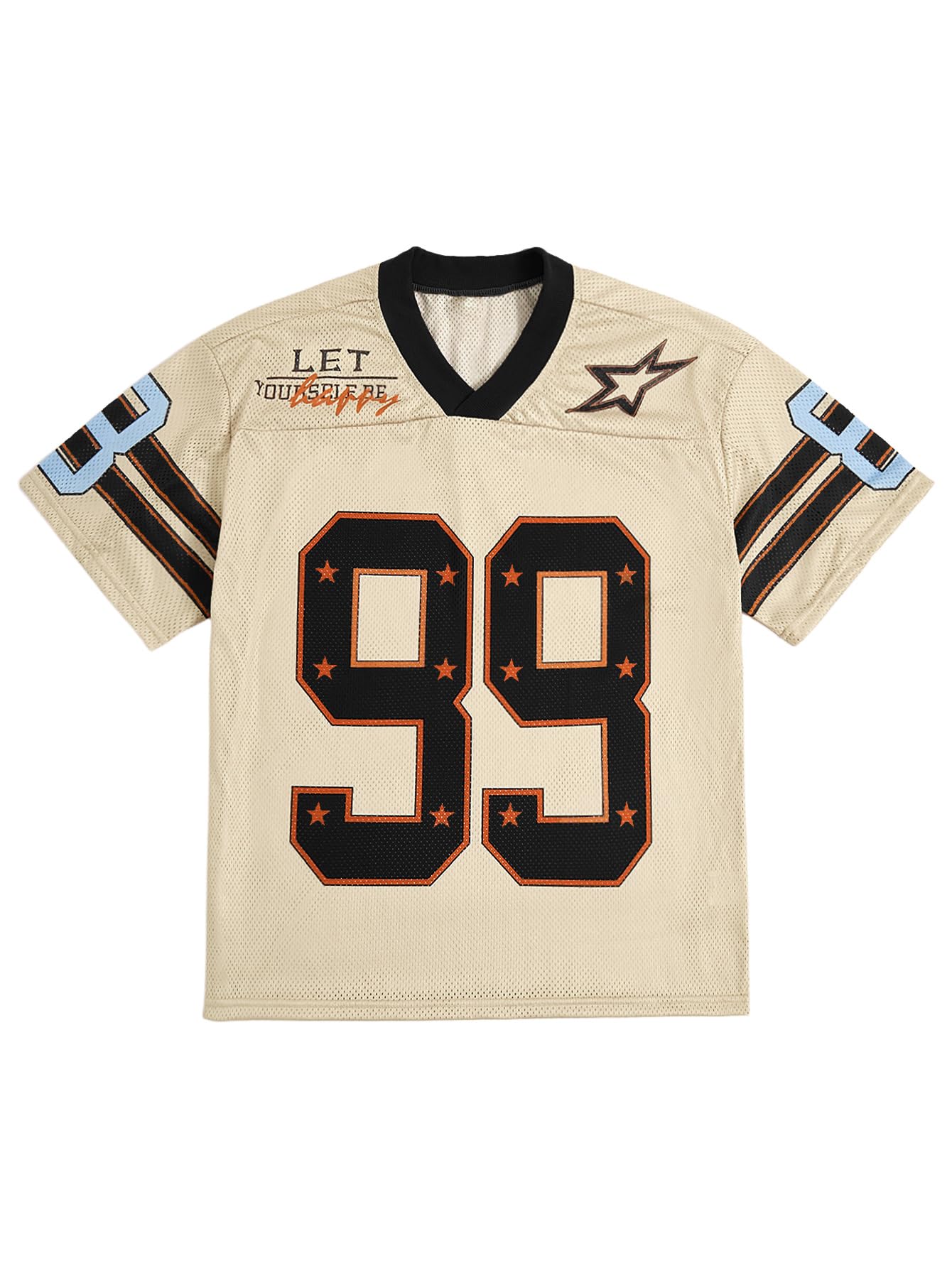 SOLY HUX Mens Jersey Y2k Baggy Shirts Graphic Tees Oversized V Neck Tshirts Summer Tops