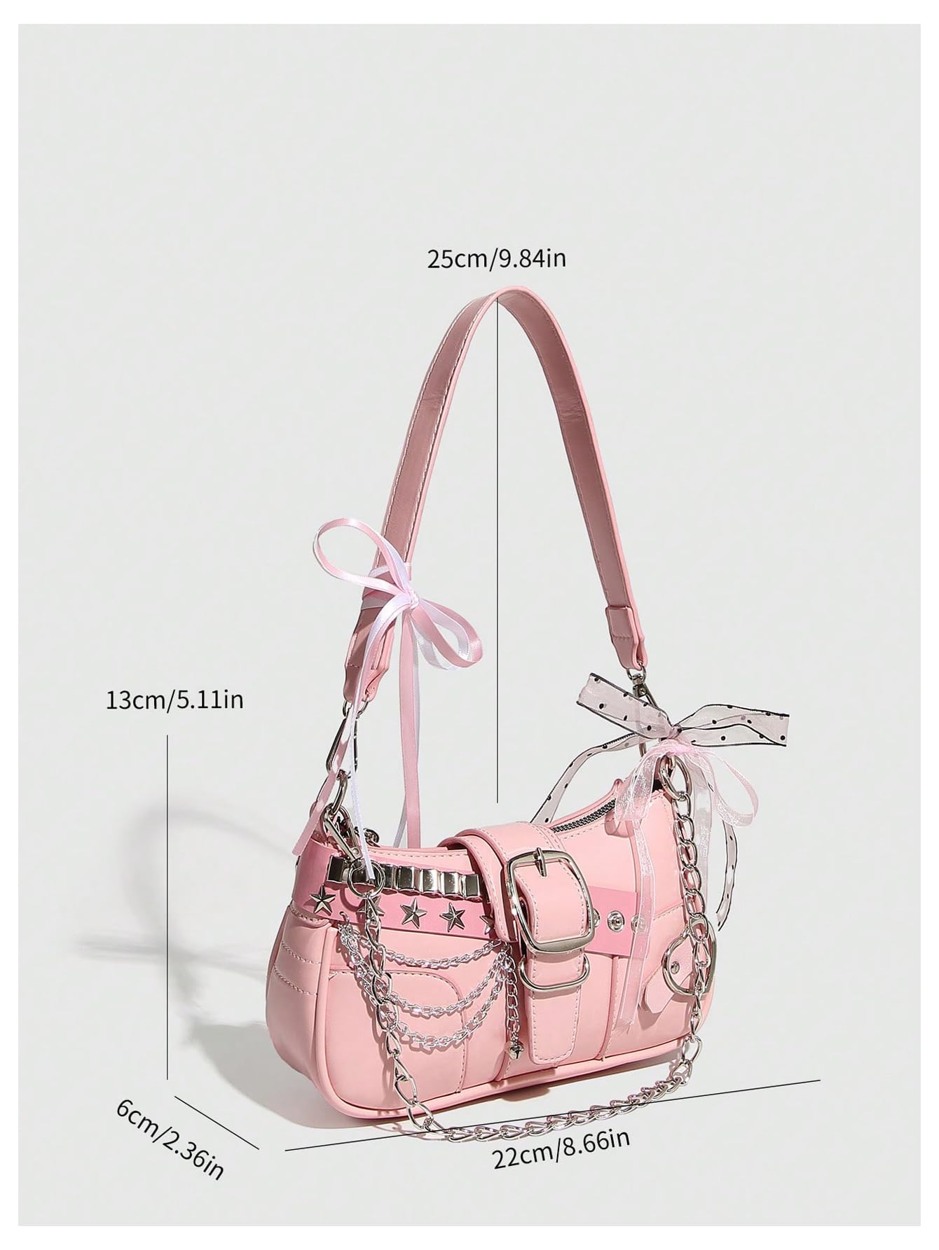 Verdusa Women's Y2k Star Embroidery Shoulder Bag Mini Chain Hobo Handbag Purses