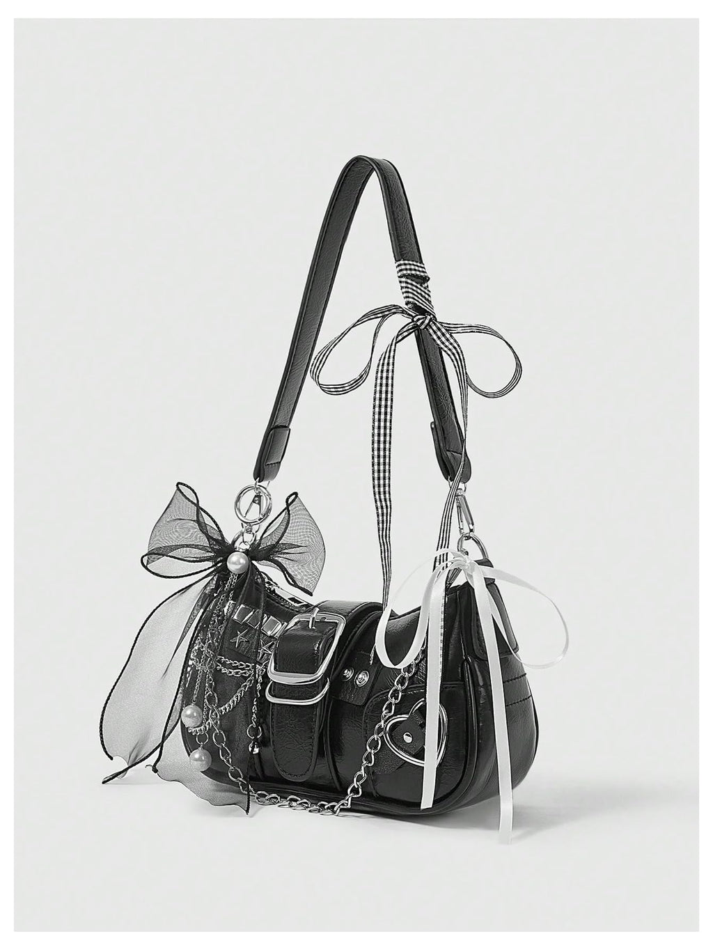 Verdusa Women's Y2k Star Embroidery Shoulder Bag Mini Chain Hobo Handbag Purses