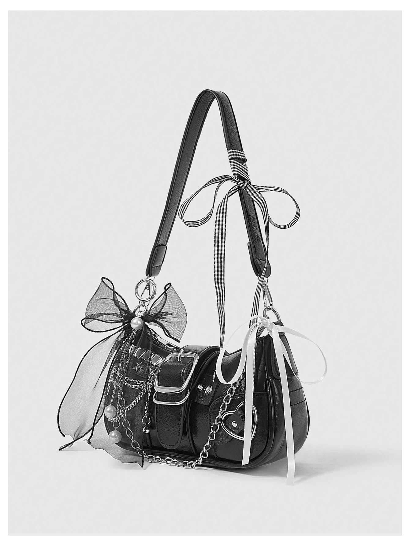 Verdusa Women's Y2k Star Embroidery Shoulder Bag Mini Chain Hobo Handbag Purses