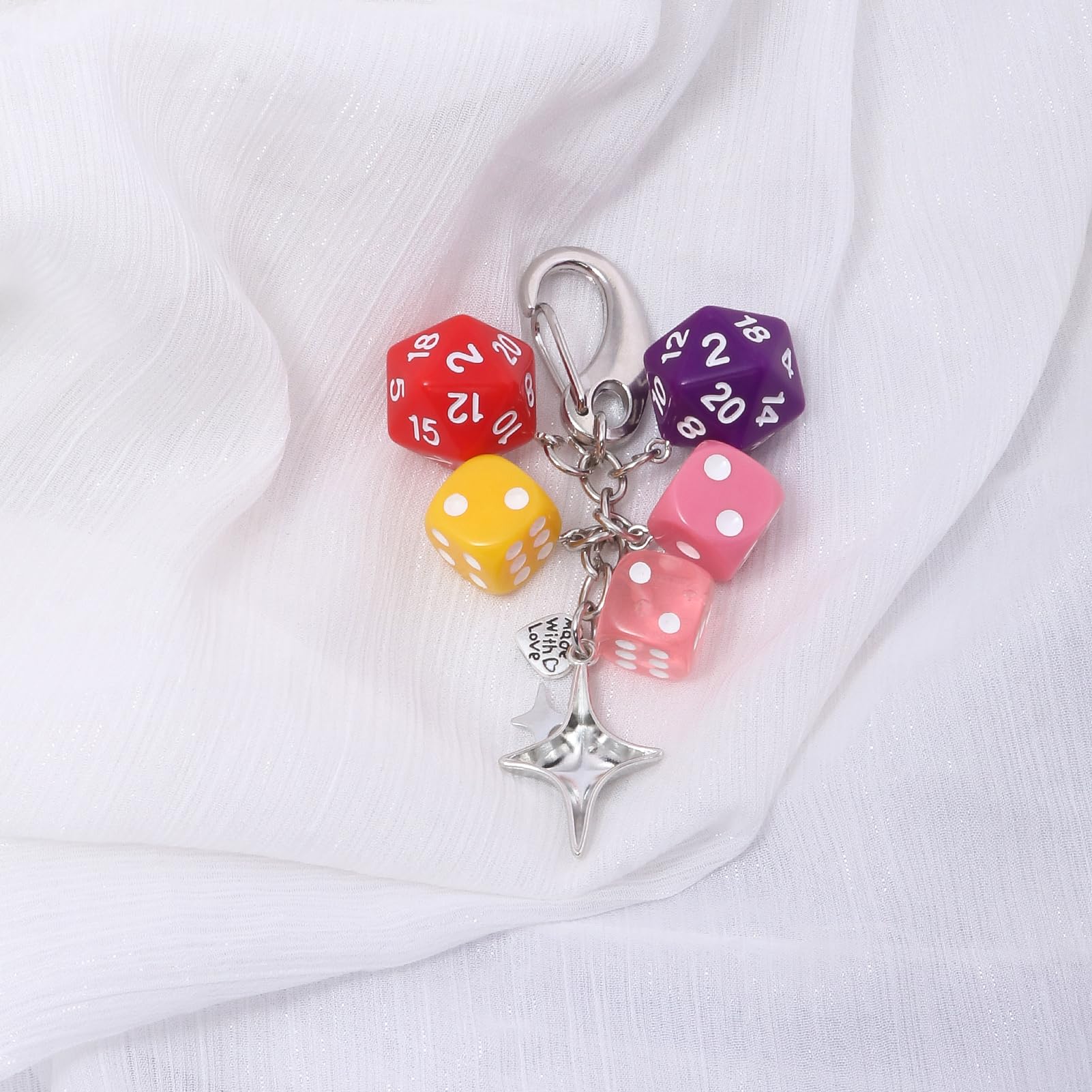 8 Ball Dice Charm Keychain - Cute Bag Purse Handbag Accessories - Y2K Aesthetic Key Chain for Women Men