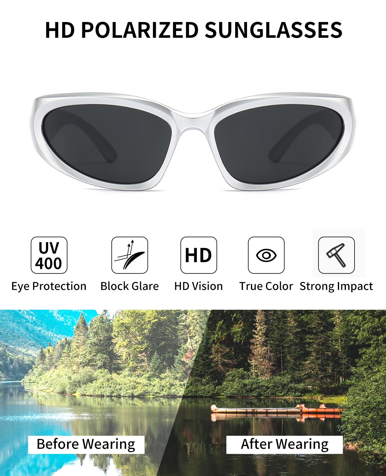 SOAR&EAGLE Y2K 3Pack Polarized sunglasses Wrap Around Men's Women's sunglasses Fashion Sport Shades Sun Glasses