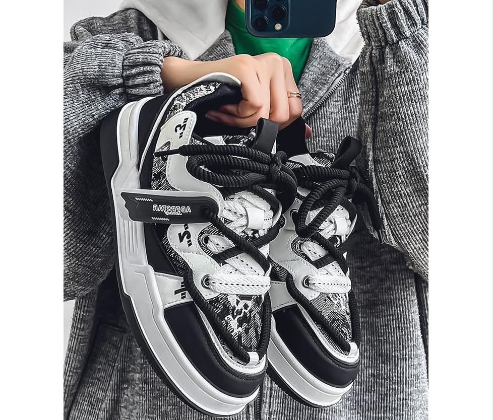 Men's Retro Color Block Fashion Sneakers Walking Casual Shoes Chunky Platform Sneakers