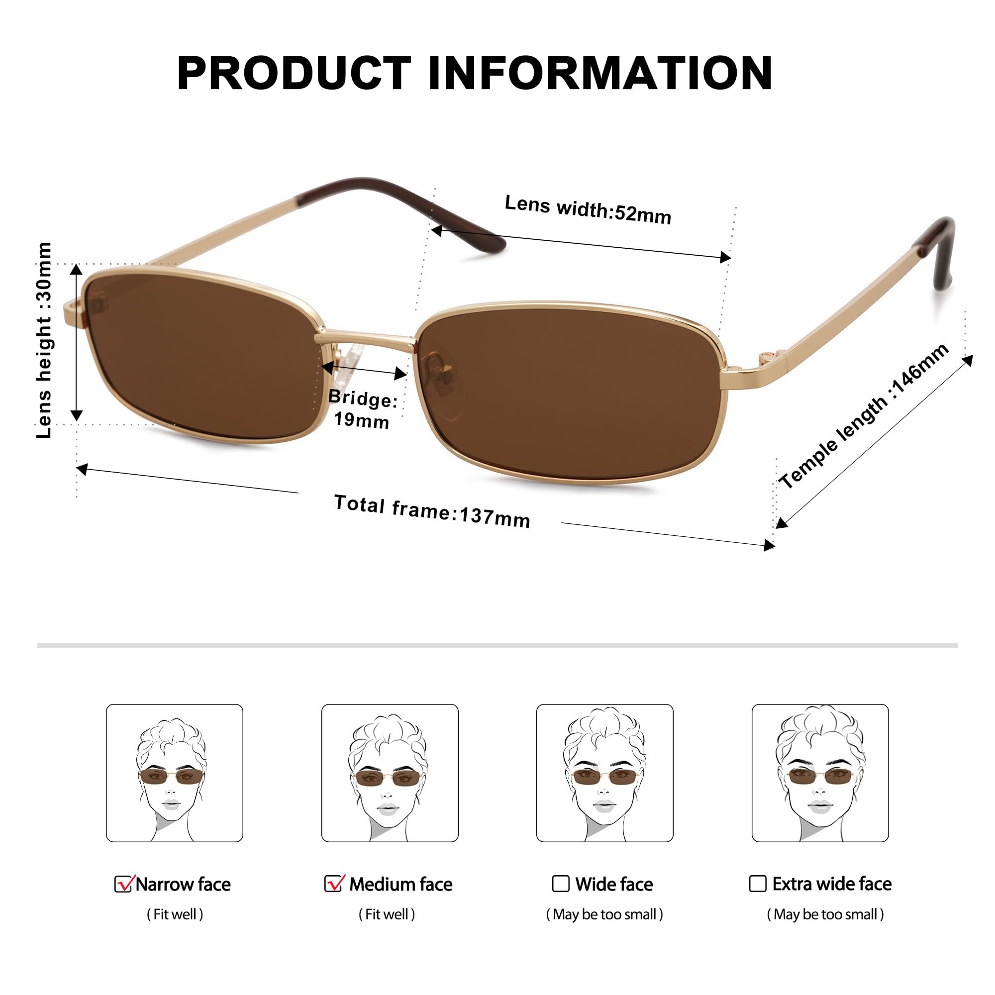 SOJOS Small Trendy Rectangle Sunglasses Womens Mens, Retro 80s 90s Y2k Chic Narrow Thin Skinny Sunnies SJ1187
