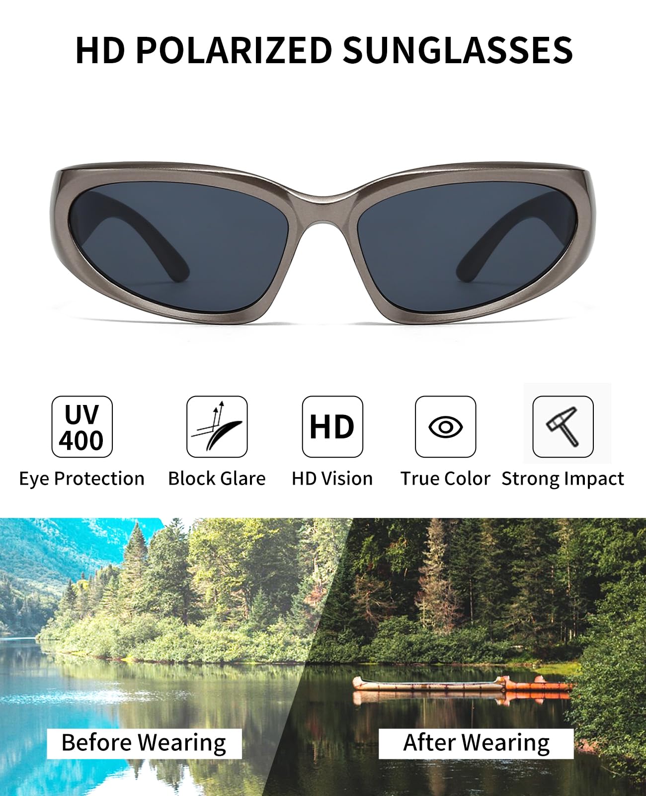 SOAR&EAGLE Y2K 3Pack Polarized sunglasses Wrap Around Men's Women's sunglasses Fashion Sport Shades Sun Glasses